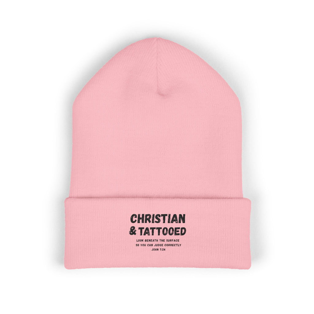 Embroidered Christian & Tattooed Cuffed Beanie