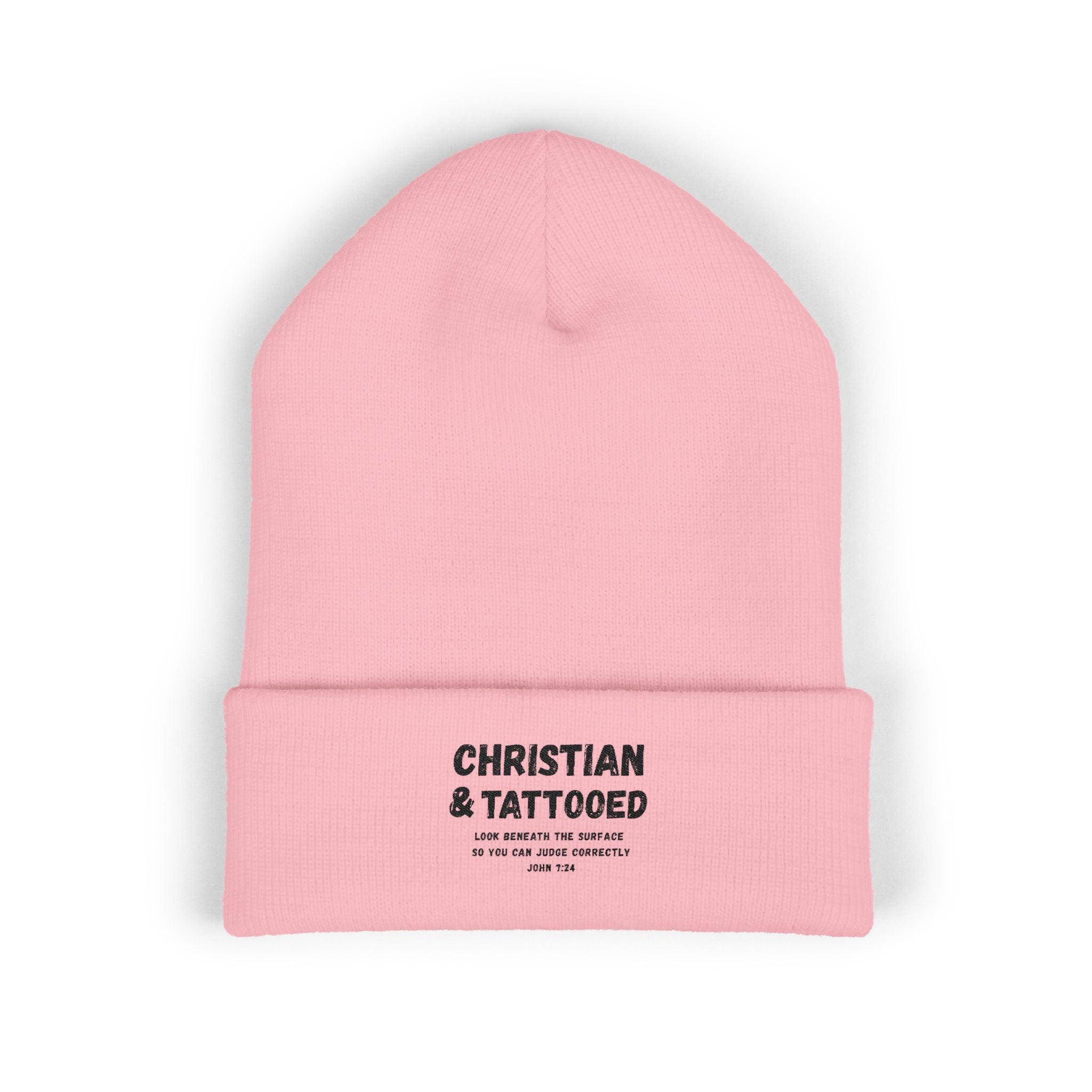 Embroidered Christian & Tattooed Cuffed Beanie