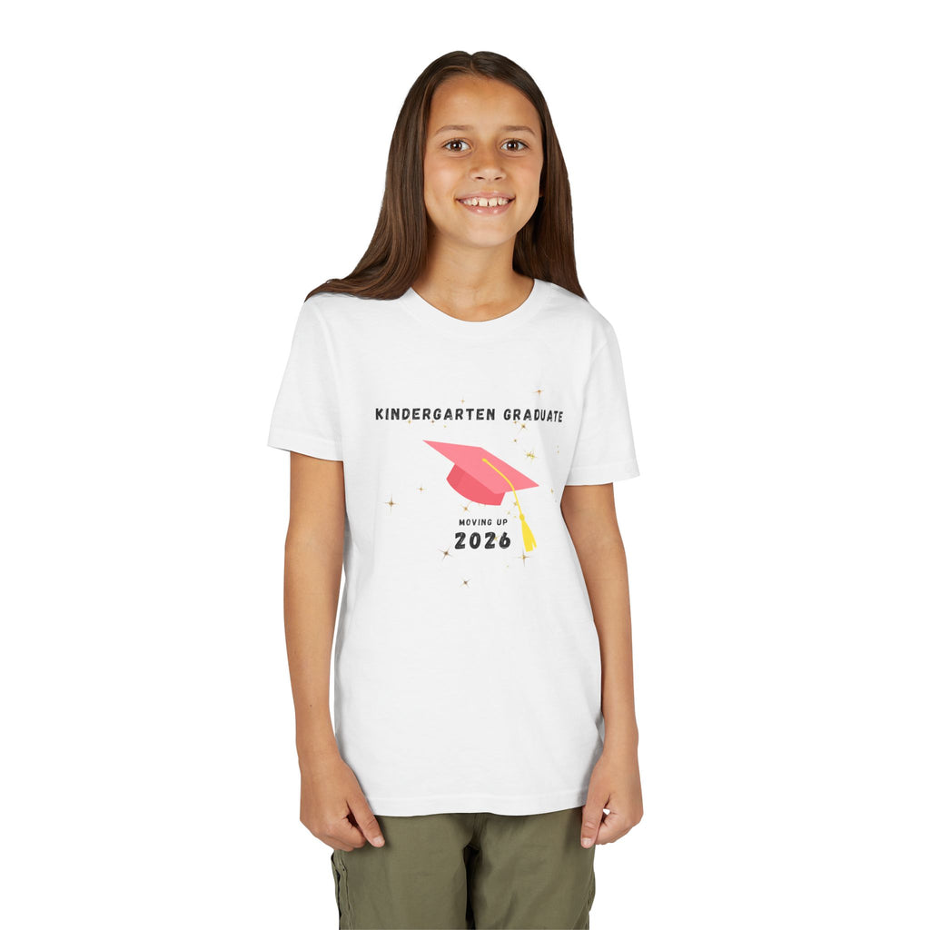 Kindergarten Graduate 2026 Youth Tee — Moving Up Graduation Cap Shirt