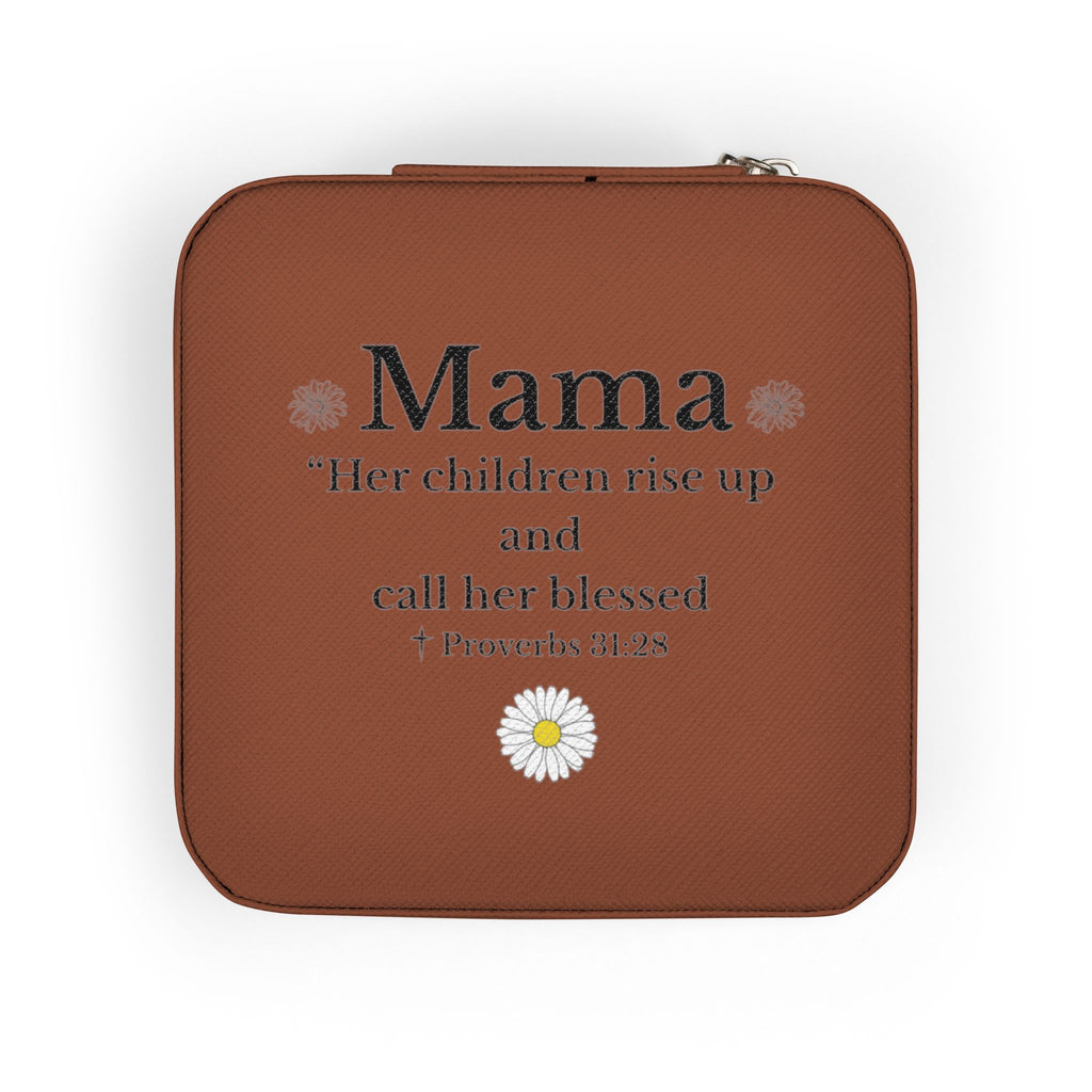 Travel Jewelry Case — "Mama" Floral Compact Organizer (Bible Verse Gift)