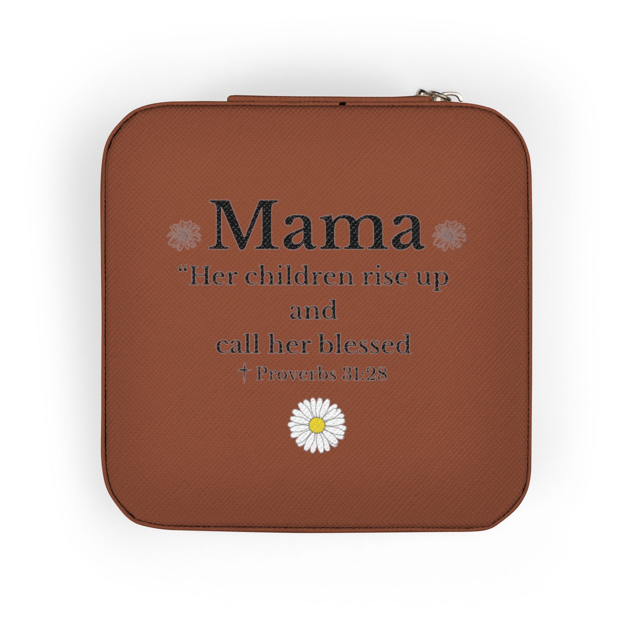 Travel Jewelry Case — "Mama" Floral Compact Organizer (Bible Verse Gift)
