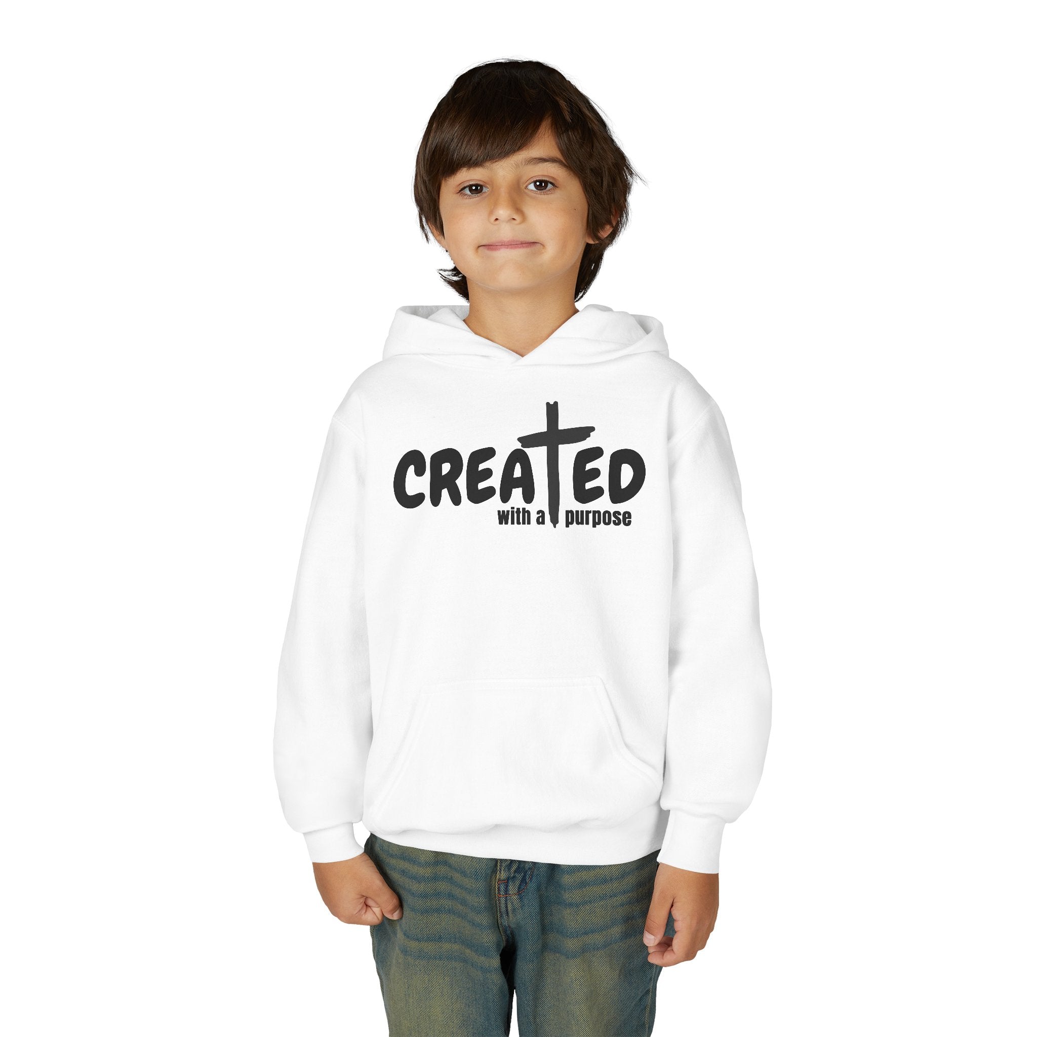 ‘Created With A Purpose’ Youth Hoodie — Christian Faith Kid’s Pullover