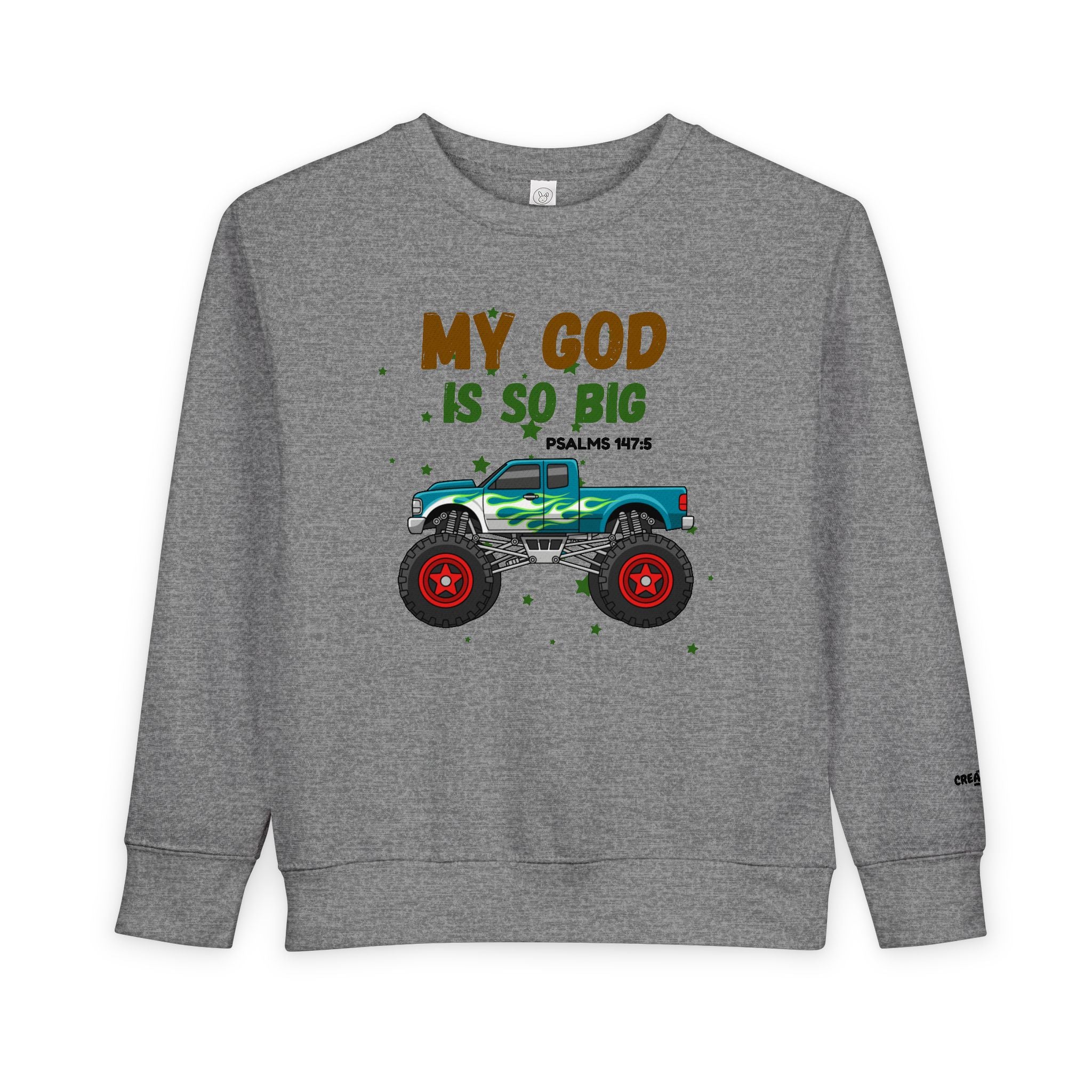Toddler Sweatshirt — "My God Is So Big" Monster Truck Christian Kids Crewneck