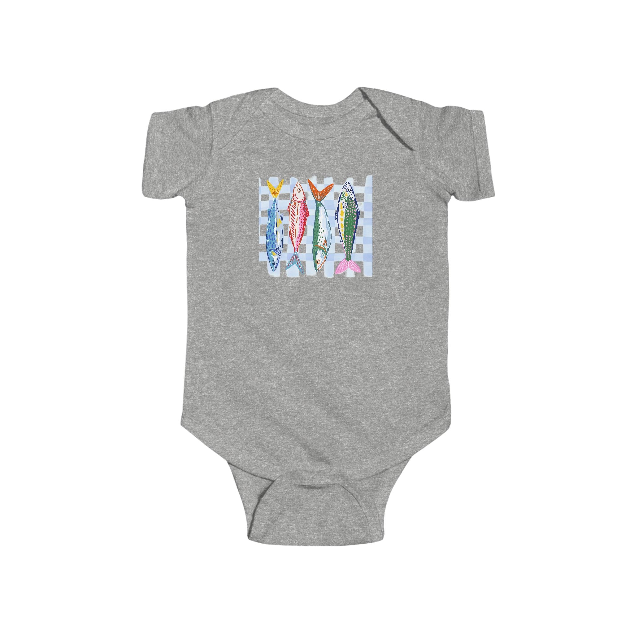 Infant Bodysuit — Colorful Sardine Fish Graphic Baby Onesie