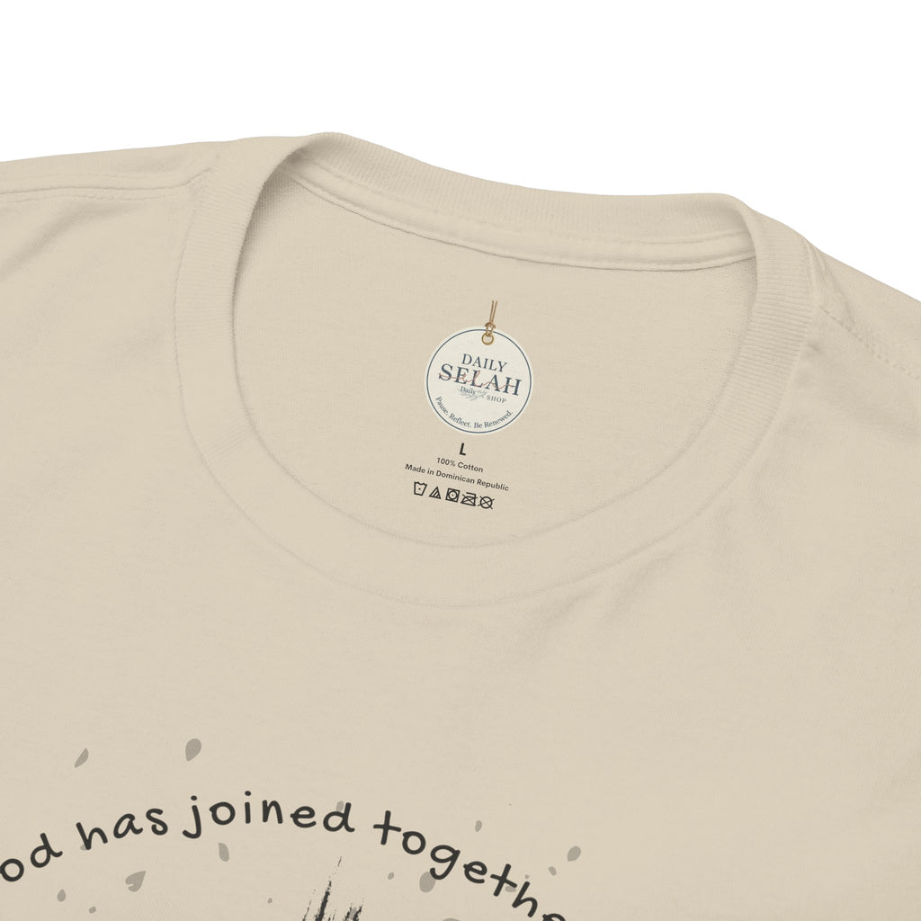 Groom Cross Tee — Christian Wedding Groom T-Shirt (Scripture Verse Design) - Christian - Matthew 19:6