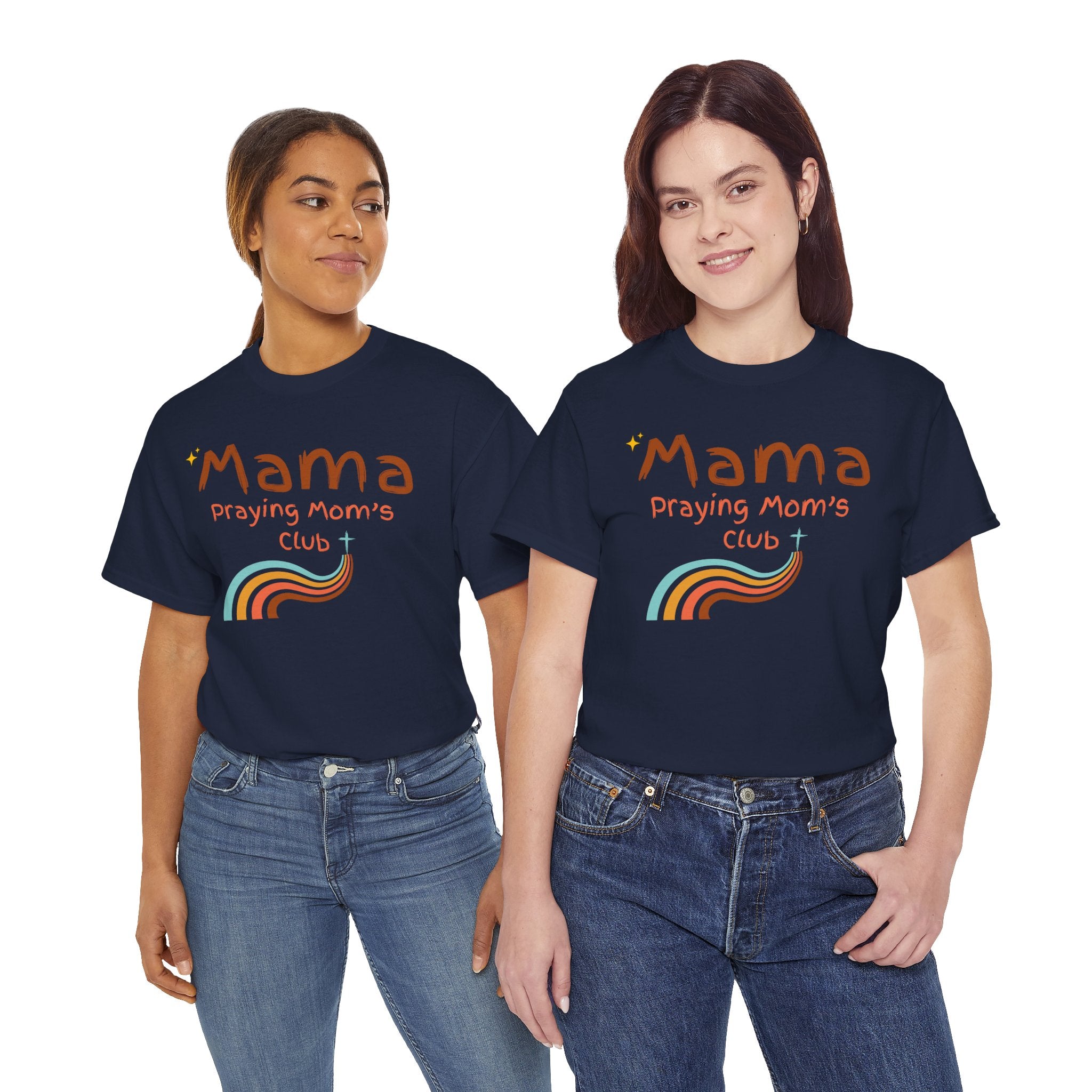 Mama Praying Mom's Club Tee — Inspirational Christian Mama T-Shirt with Rainbow - Mother's Day Gift