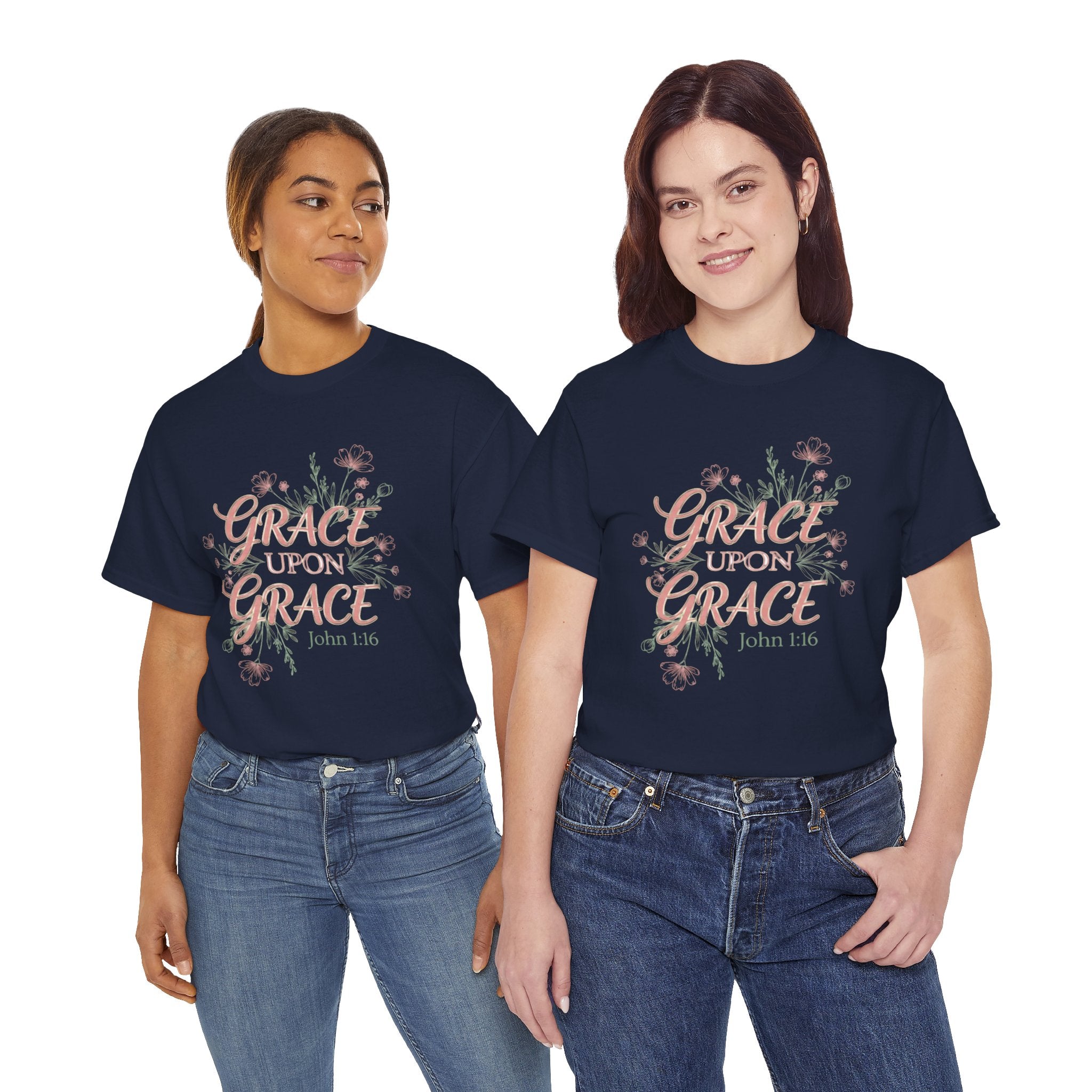 Grace Upon Grace Tee — John 1:16 Floral Christian T-Shirt