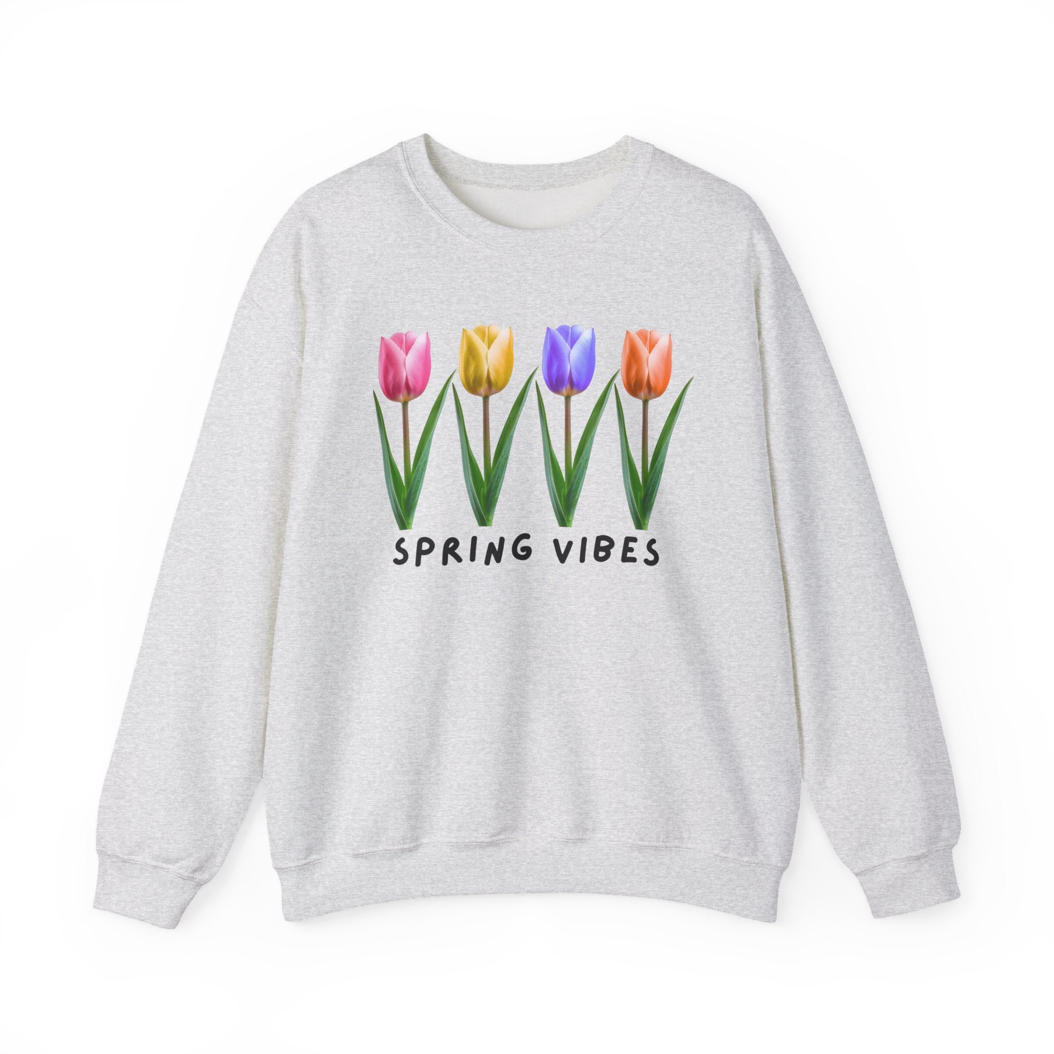 Crewneck Sweatshirt - Spring Vibes Tulips Floral Graphic