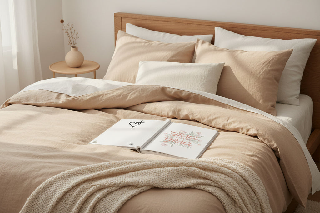 Grace Upon Grace Hardcover Journal — John 1:16 Floral Christian Notebook