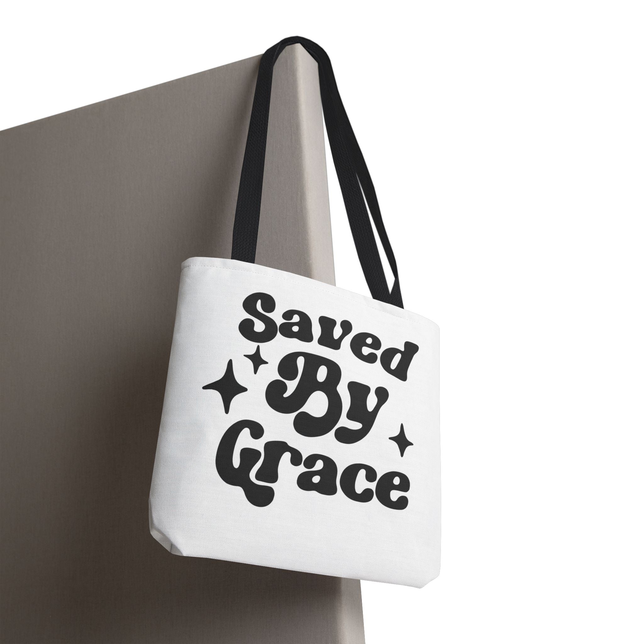 Saved By Grace Tote Bag — Christian Faith Statement Canvas Tote