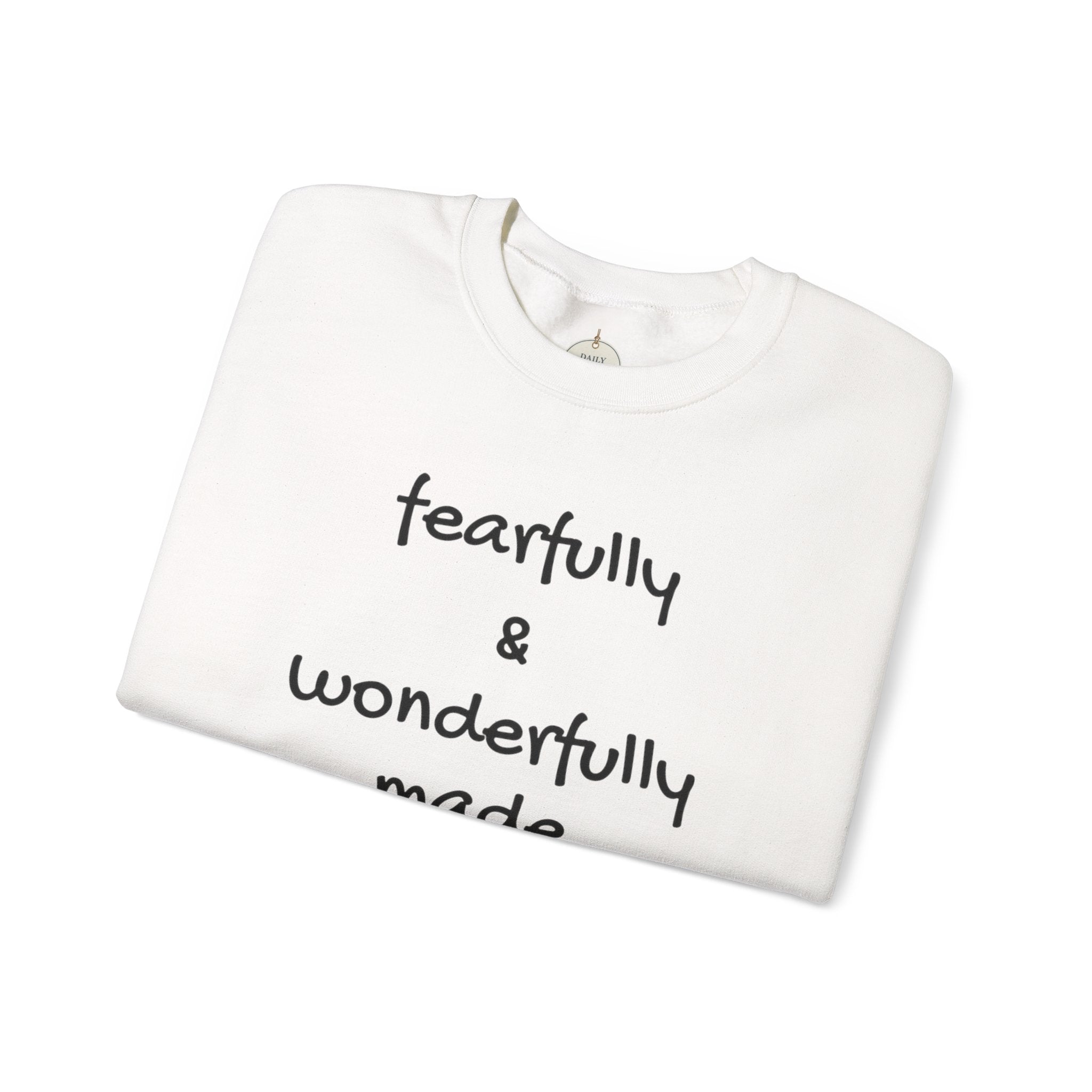 Faith-Based Crewneck Sweatshirt — "Fearfully & Wonderfully Made" Inspirational Pullover