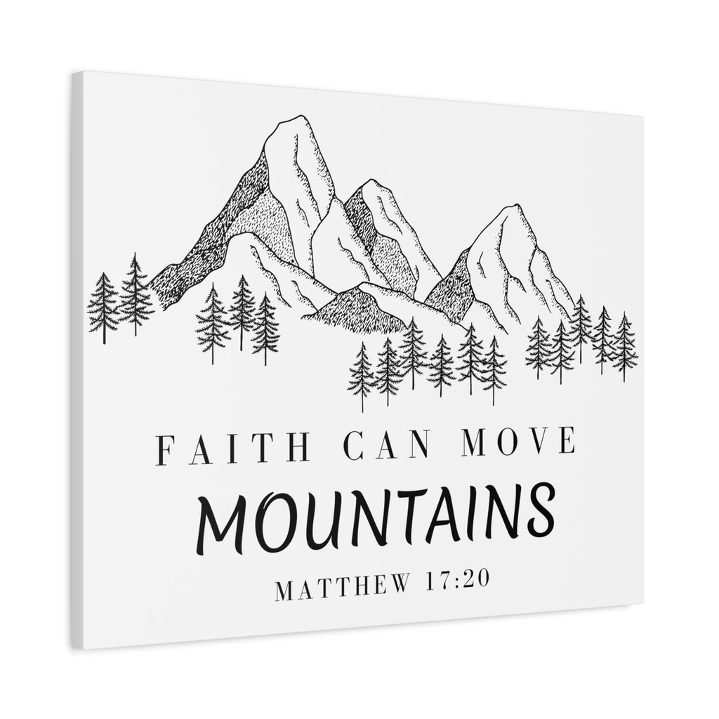 Faith Can Move Mountains Canvas Wall Art — Matthew 17:20 Inspirational Mountain Print