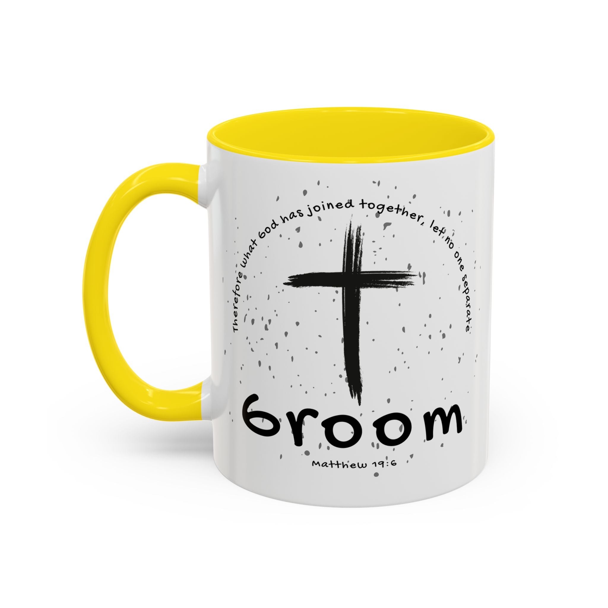 Groom Faith Coffee Mug – Cross & Matthew 19:6 Wedding Gift