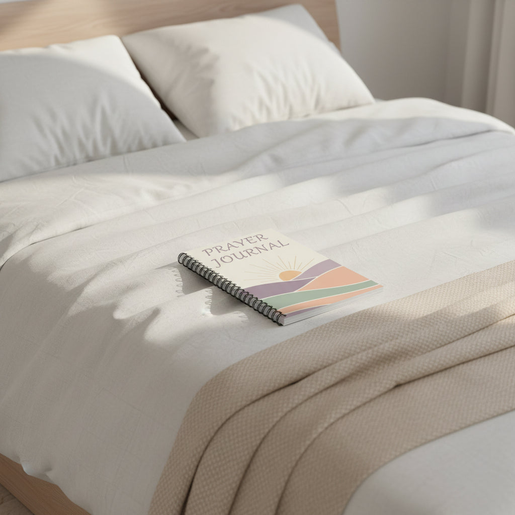 Prayer Journal Spiral Notebook — Sunrise Landscape Ruled Notebook for Reflection