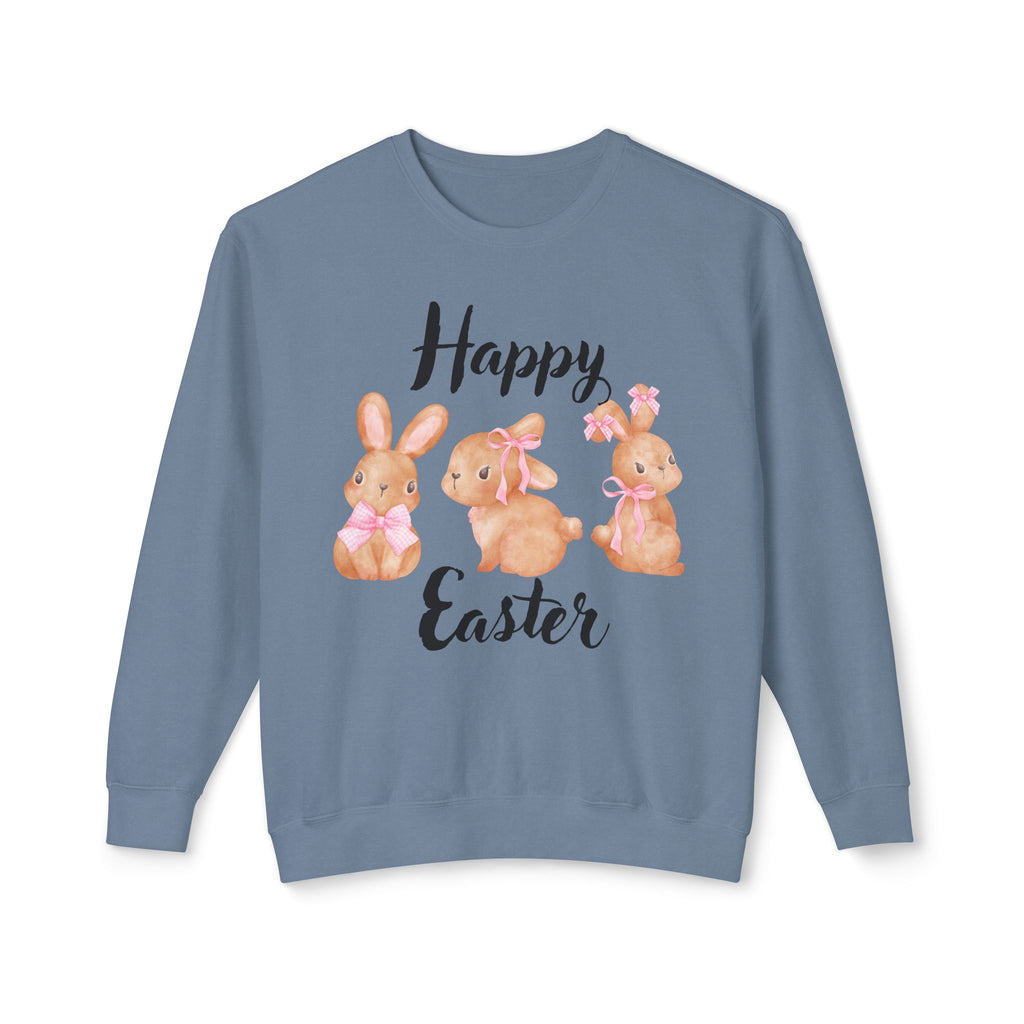 Comfort Colors - Easter Bunny Crewneck Sweatshirt – "Happy Easter" Pastel Bunny Design