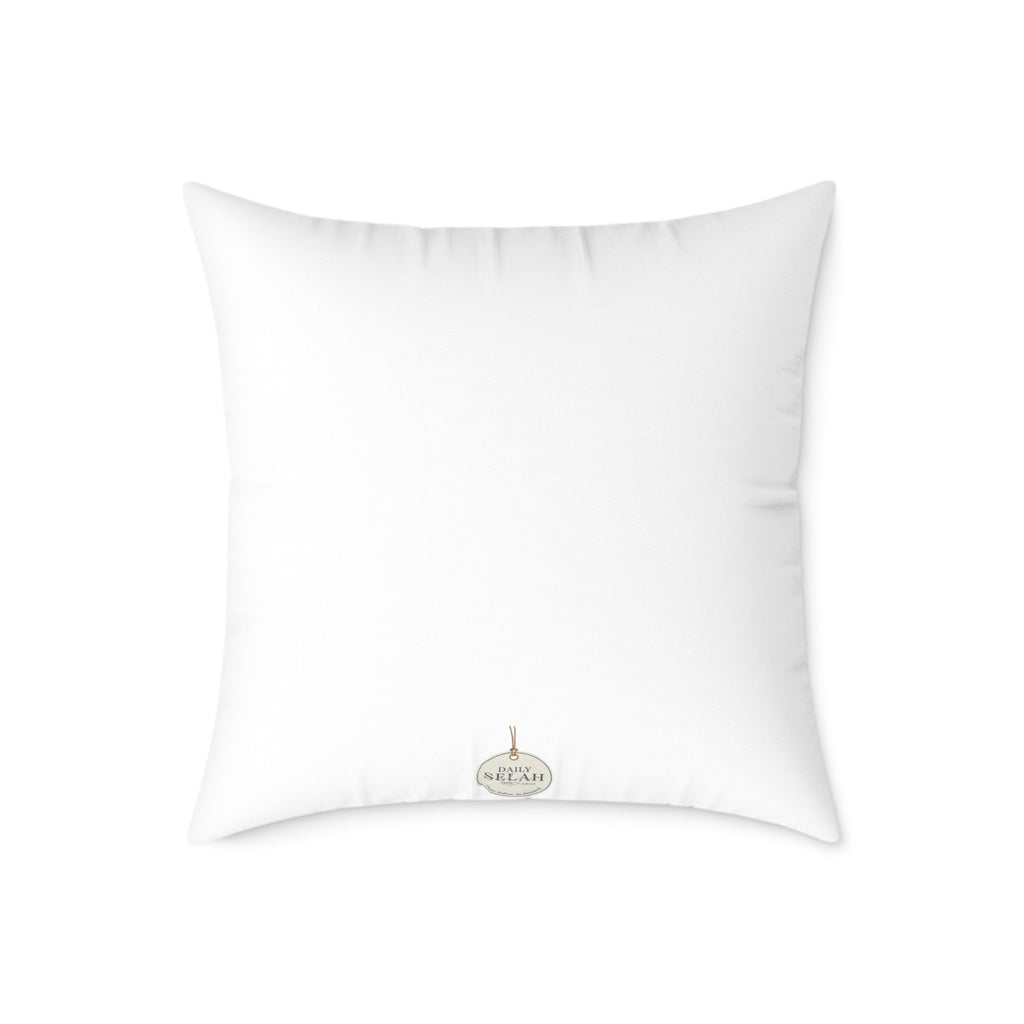 Pause Square Pillow – Minimalist Faith Inspired Neutral Canvas Throw Pillow with 'Pause' Typography