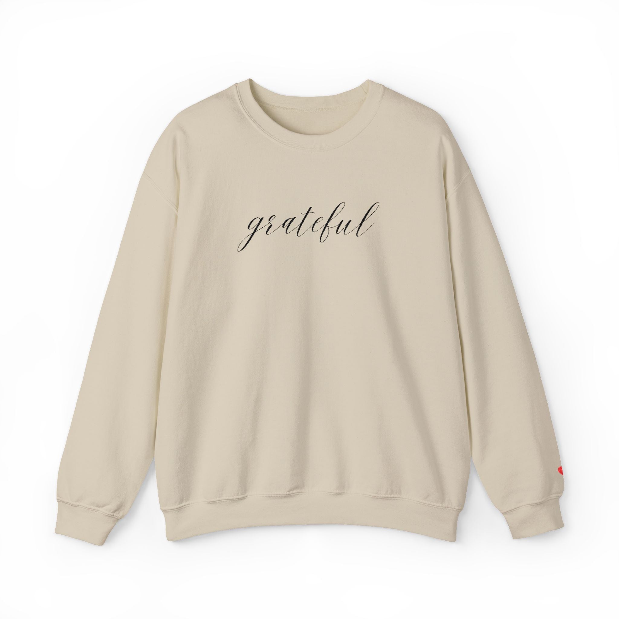 Embroidered Grateful Script Crewneck Sweatshirt