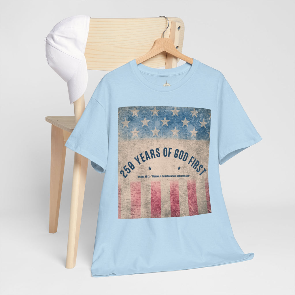 God First 250 Years Vintage American Flag  and Patriotic T-Shirt
