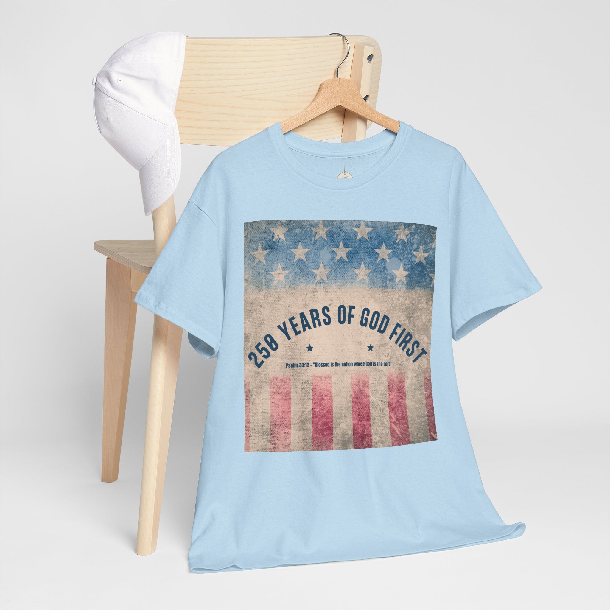 God First 250 Years Vintage American Flag  and Patriotic T-Shirt
