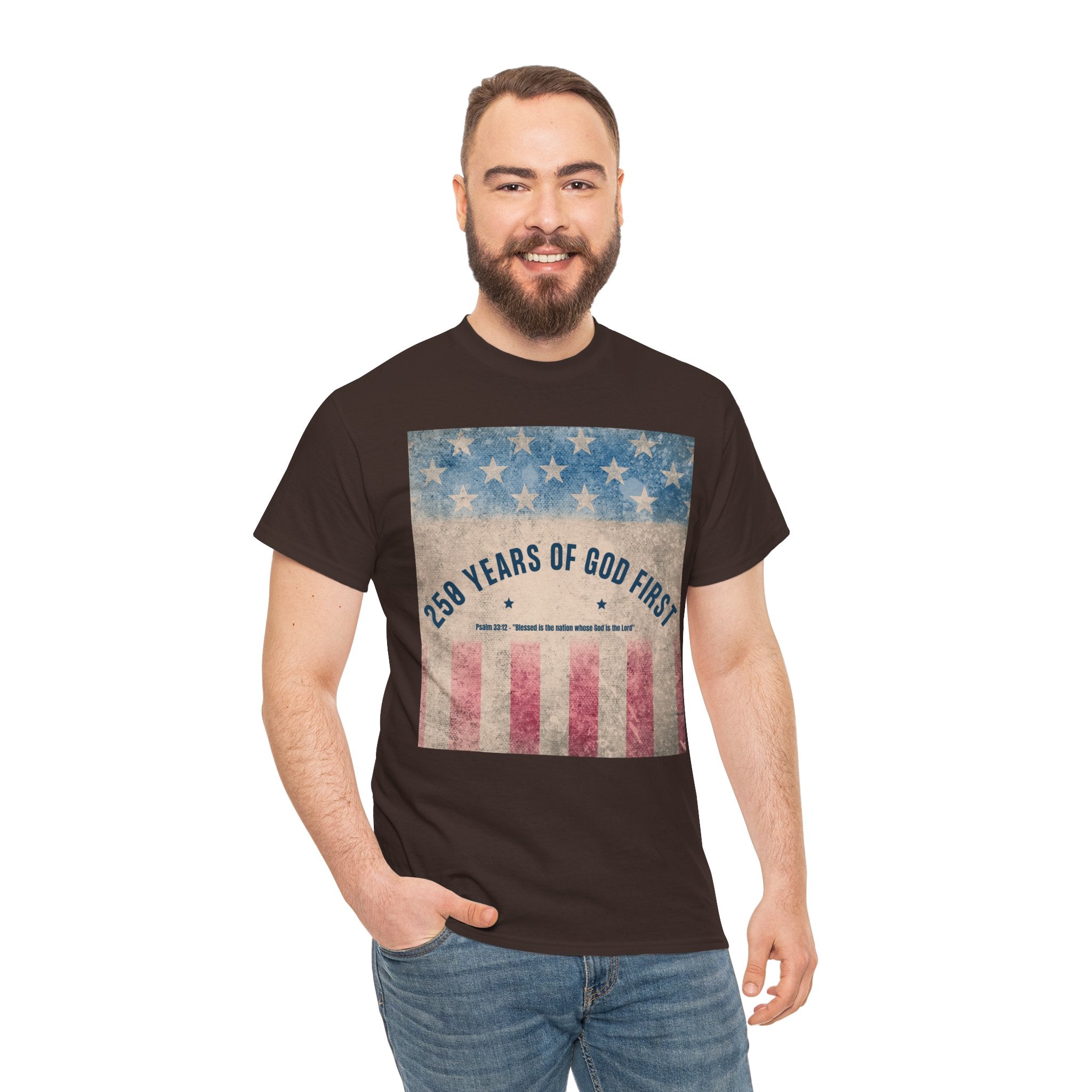 God First 250 Years Vintage American Flag  and Patriotic T-Shirt