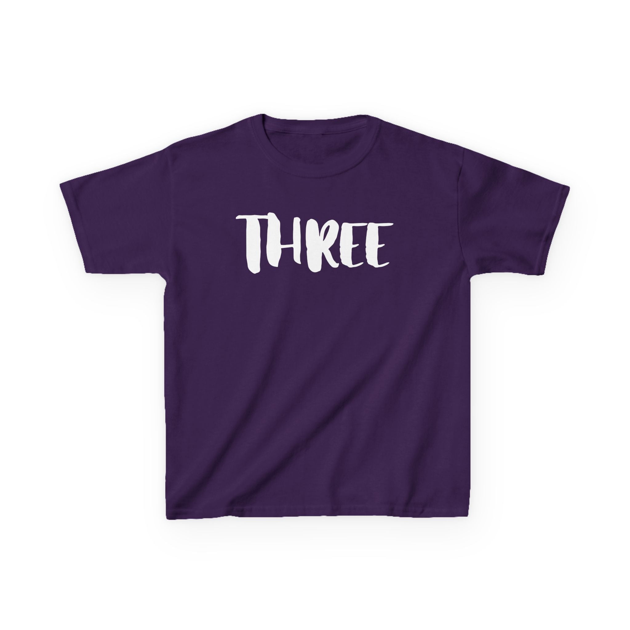 Kids Tee — "Three" Birthday Shirt, 3rd Birthday Toddler T‑Shirt