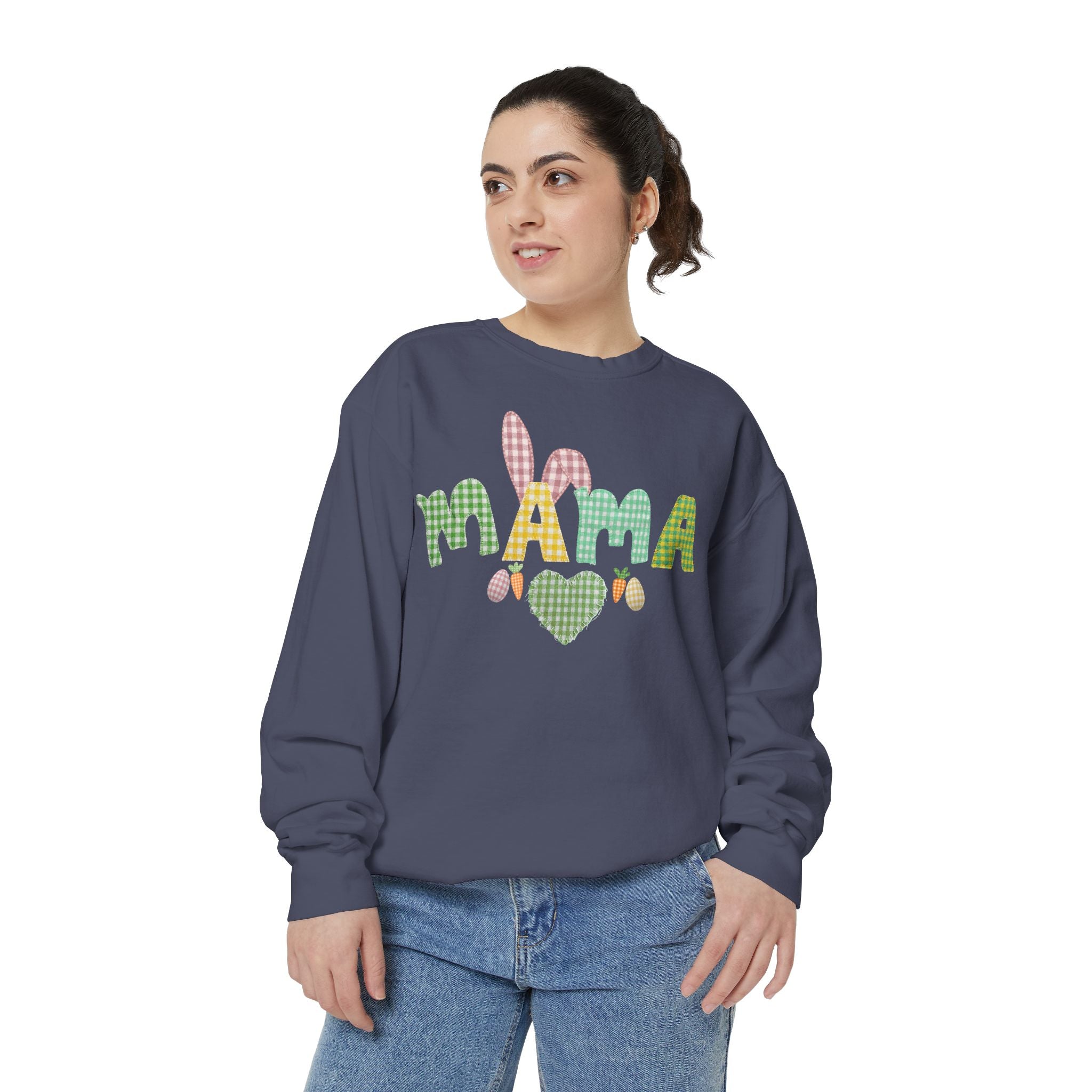 Comfort Colors - Mama Bunny Sweatshirt — Easter Plaid Mom Pullover