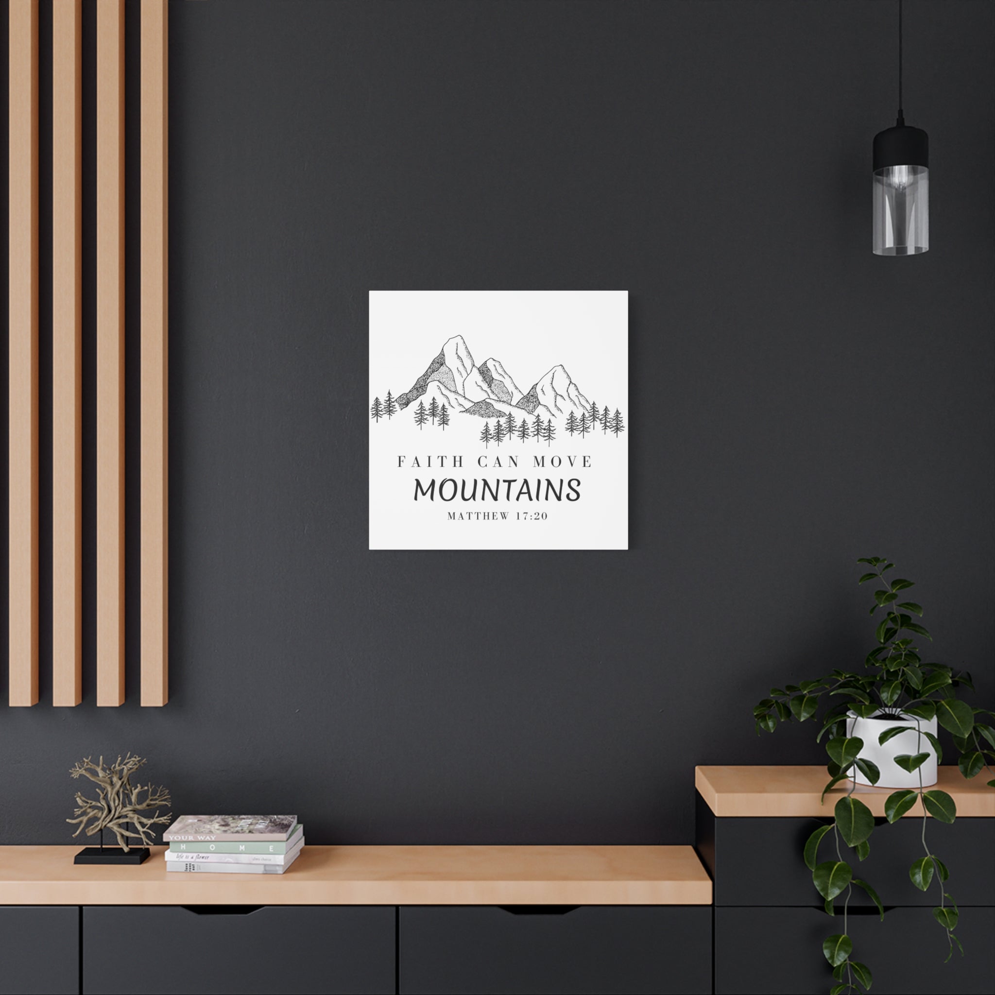 Faith Can Move Mountains Canvas Wall Art — Matthew 17:20 Inspirational Mountain Print