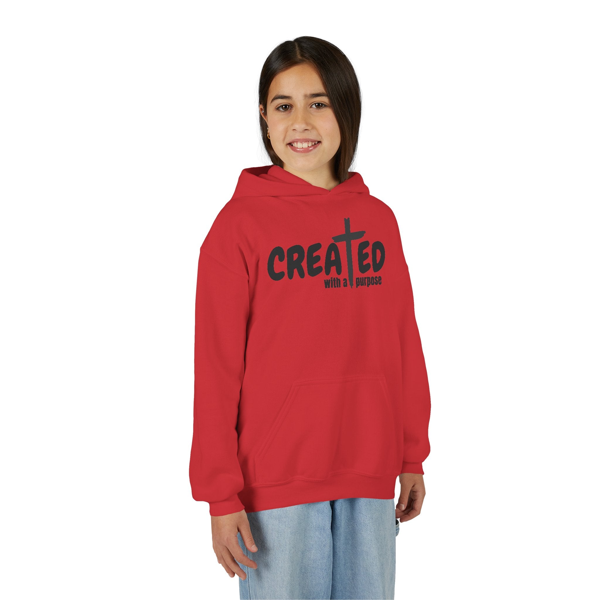 ‘Created With A Purpose’ Youth Hoodie — Christian Faith Kid’s Pullover