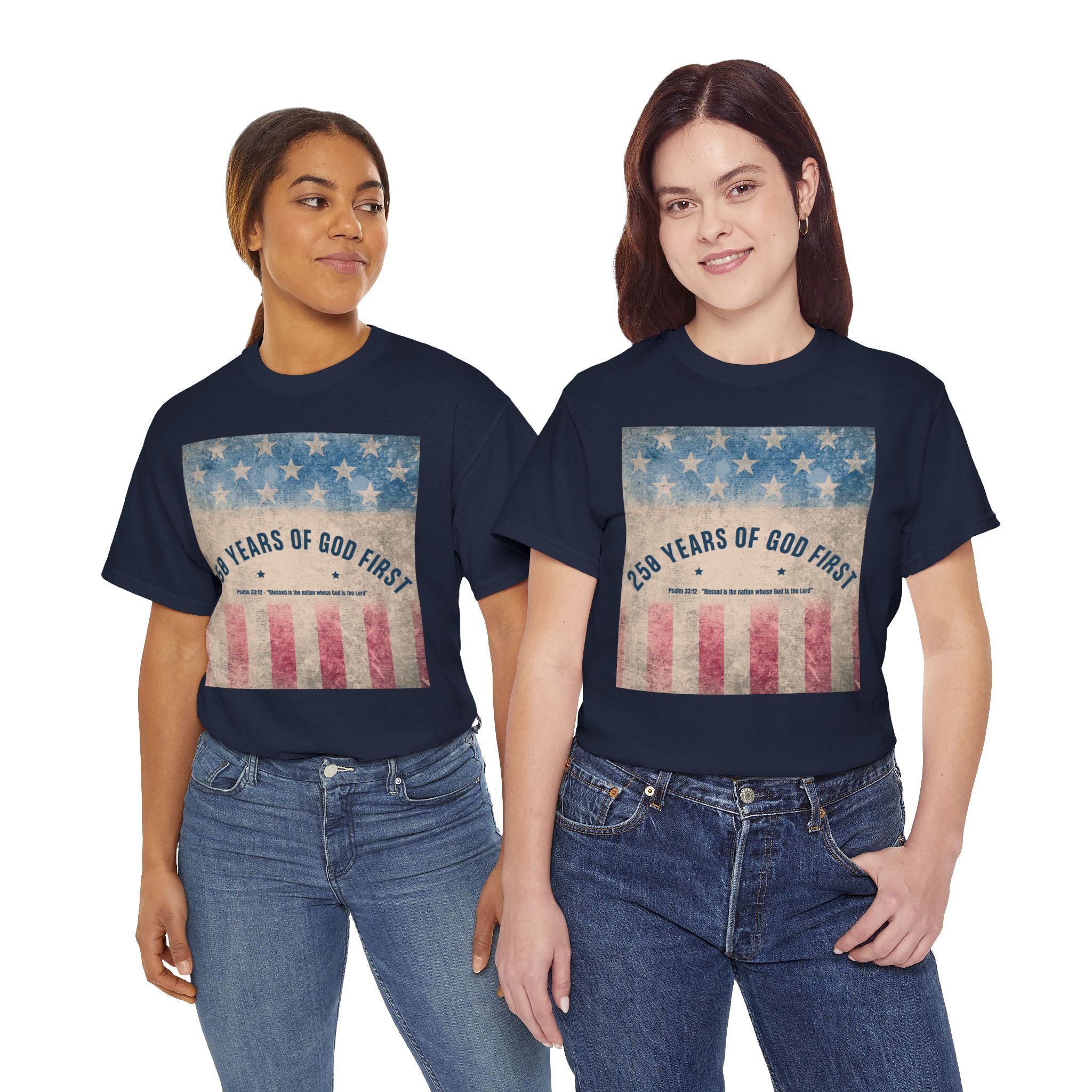 God First 250 Years Vintage American Flag  and Patriotic T-Shirt