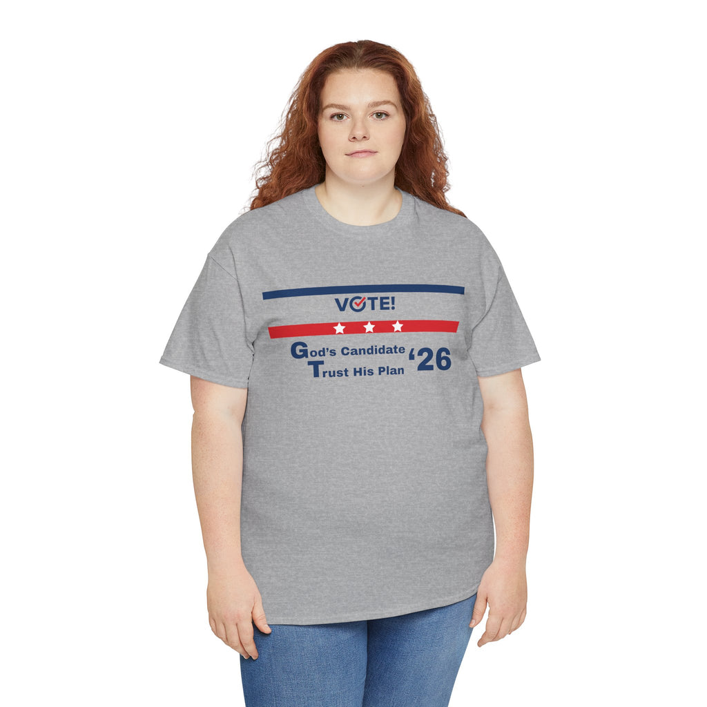 Political Vote '26 T‑Shirt — "God's Candidate Trust His Plan" Patriotic Tee