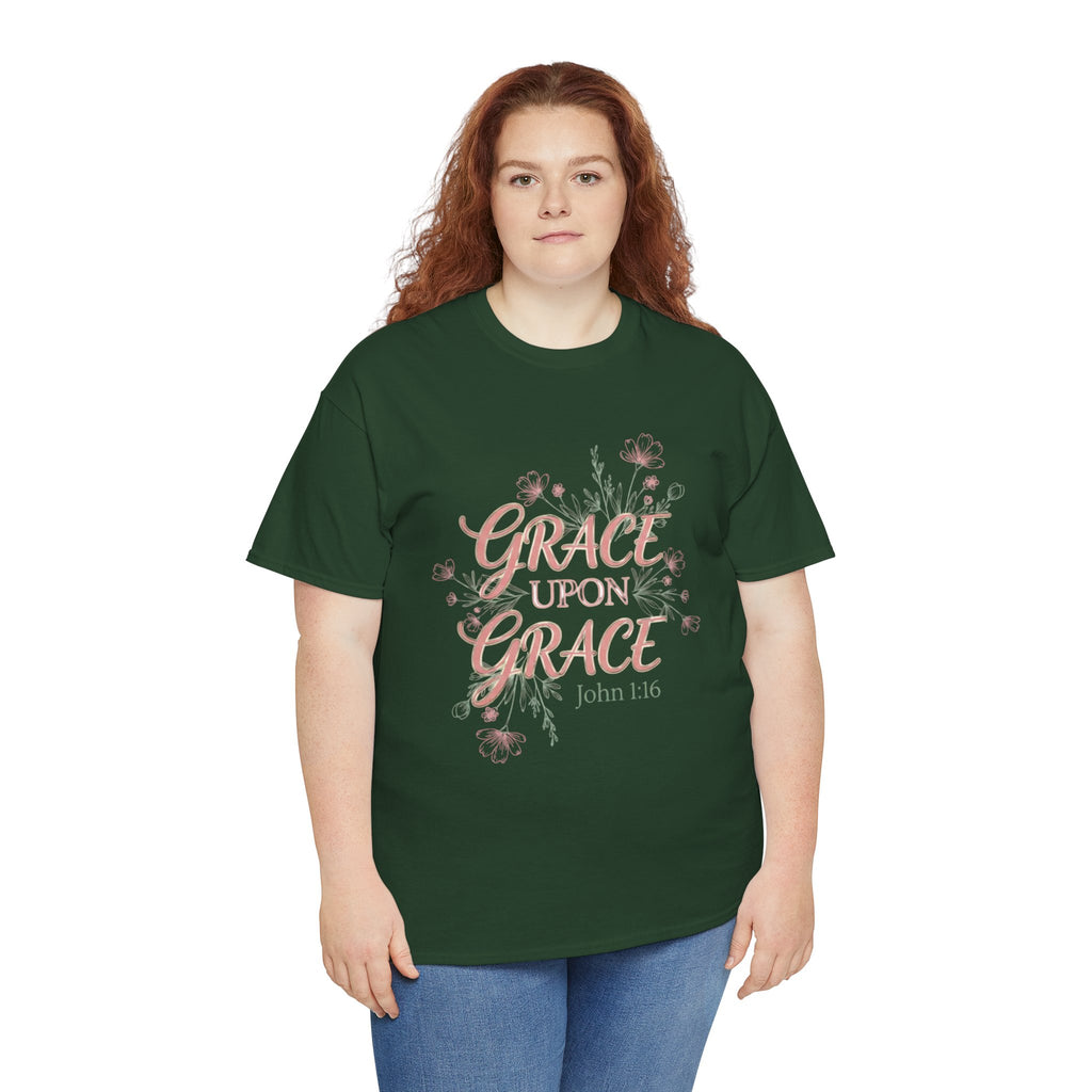 Grace Upon Grace Tee — John 1:16 Floral Christian T-Shirt
