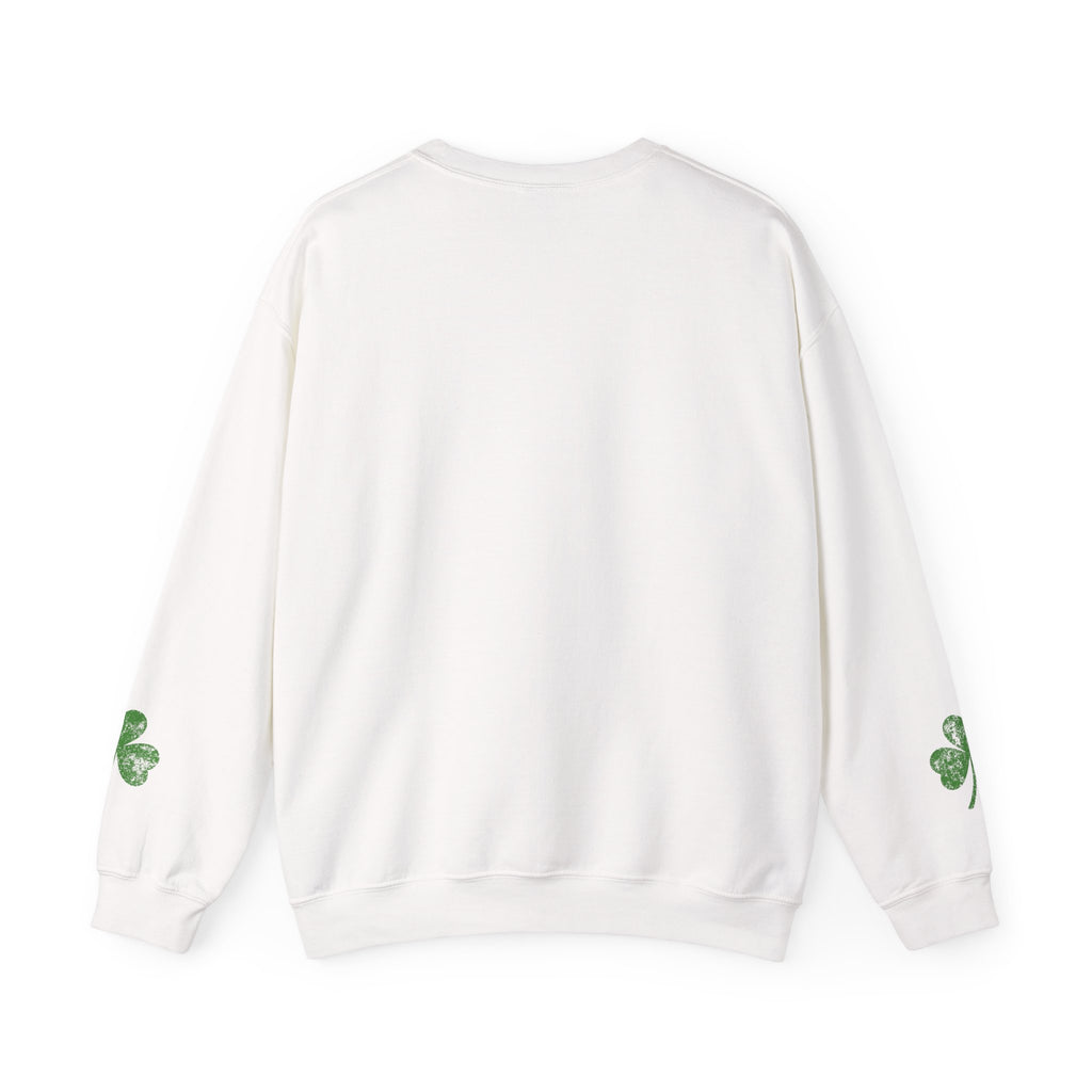 Shamrock Crewneck Sweatshirt – Distressed Green Clover St. Patrick’s Day Pullover