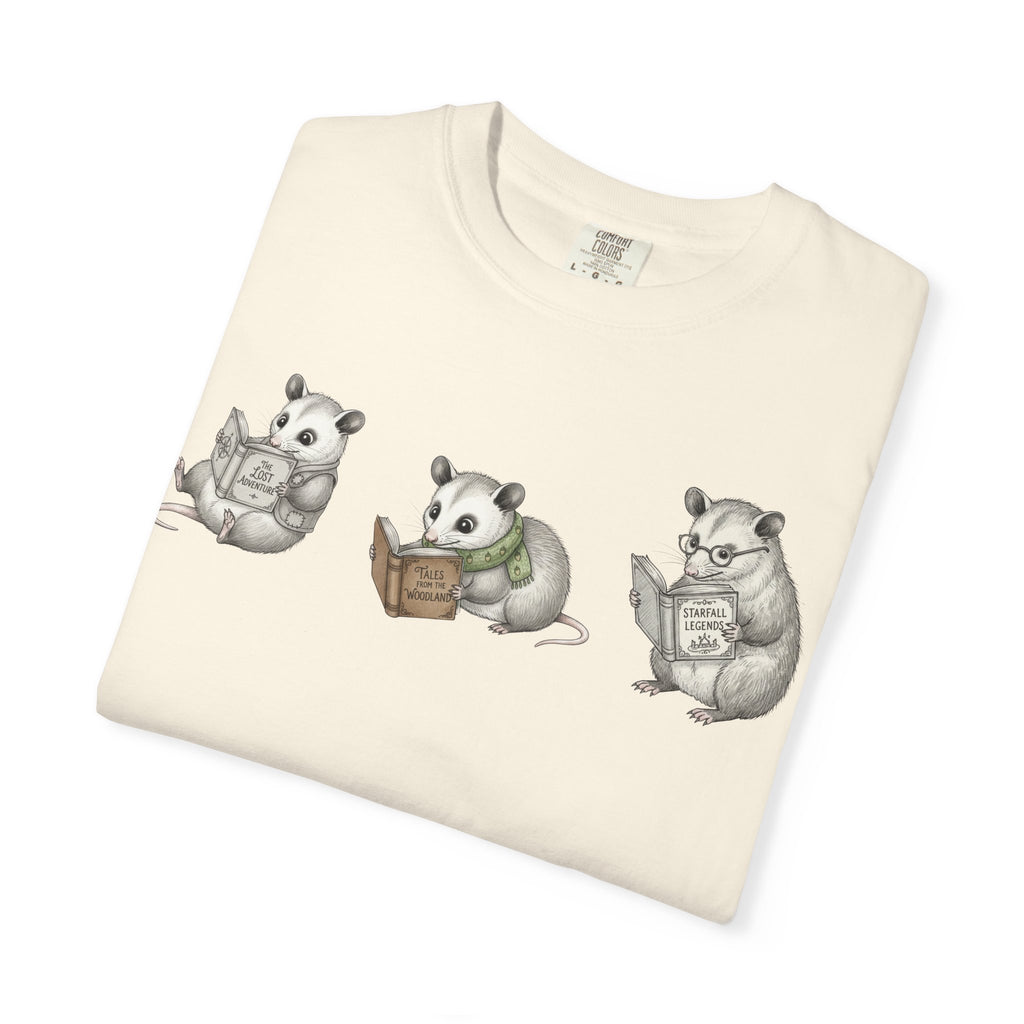 Reading Possum T-Shirt — Cute Trio Illustration Tee