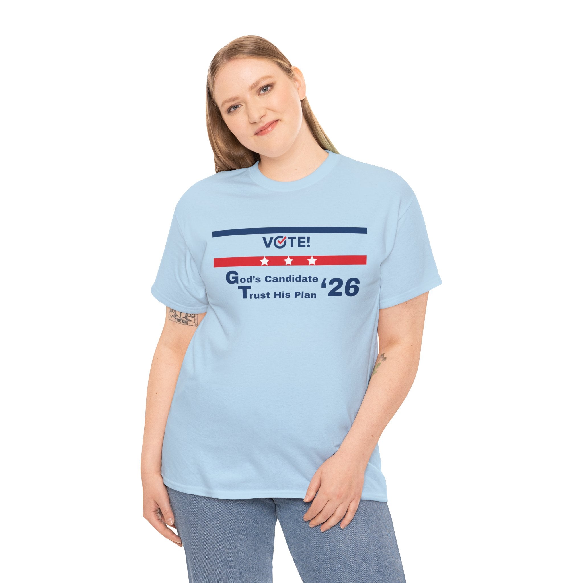 Political Vote '26 T‑Shirt — "God's Candidate Trust His Plan" Patriotic Tee