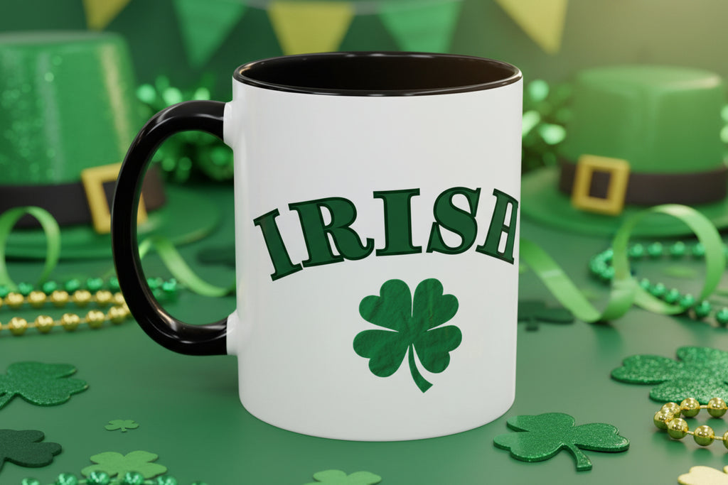 St. Patrick's Day Shamrock Accent Coffee Mug – Lucky Irish Green 11/15oz