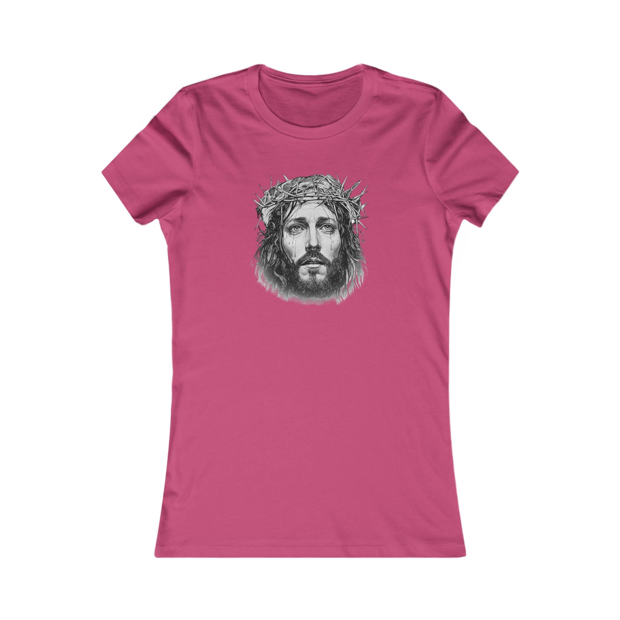 Christian Jesus Portrait Women's Tee - Crown of Thorns Faith T-Shirt