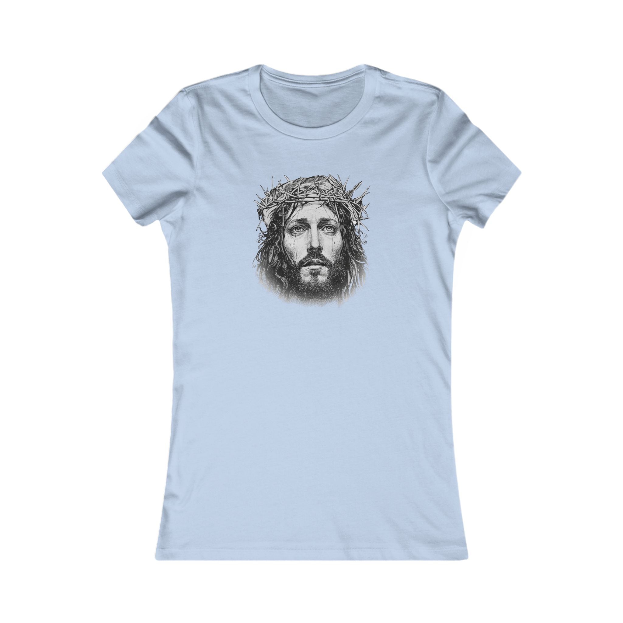Christian Jesus Portrait Women's Tee - Crown of Thorns Faith T-Shirt