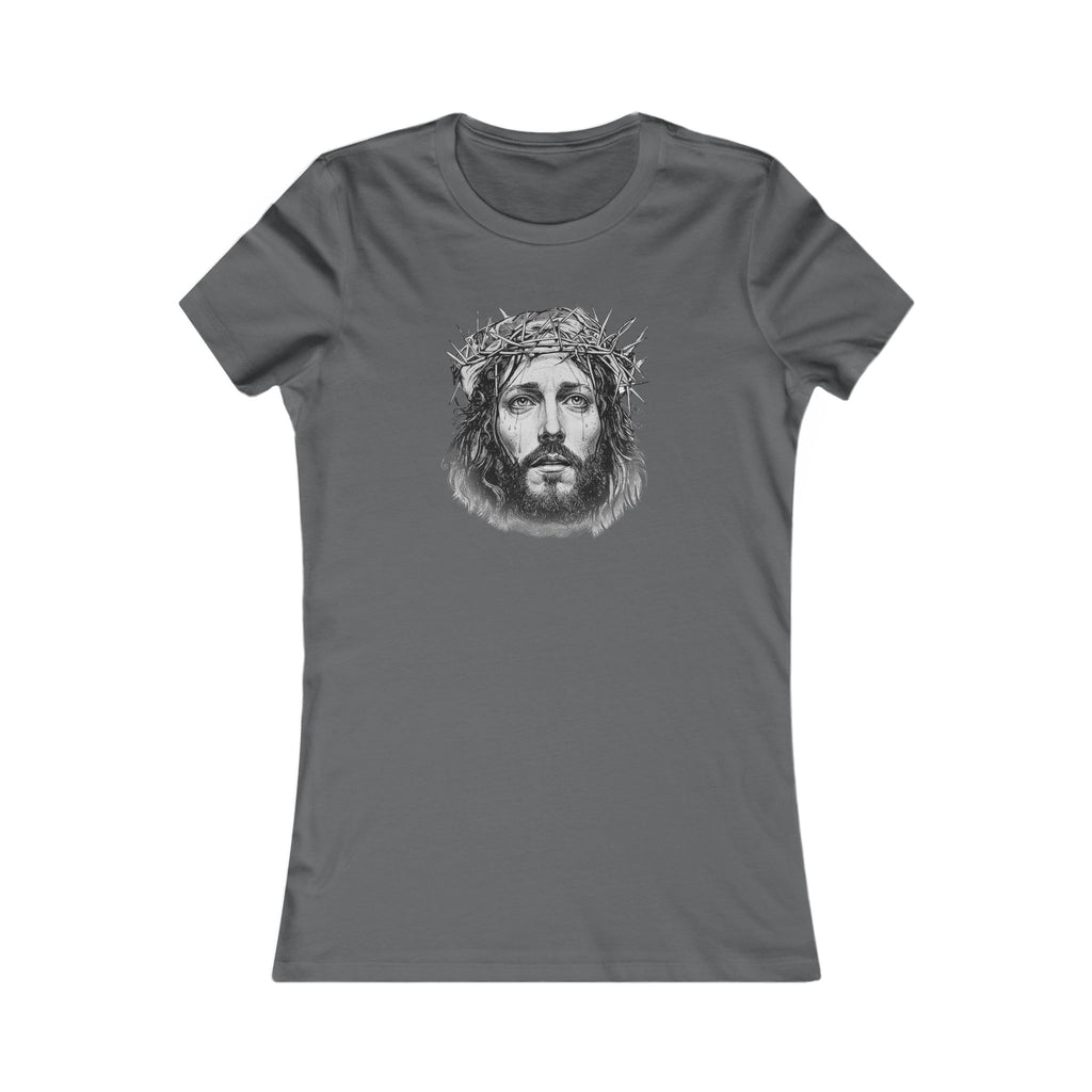 Christian Jesus Portrait Women's Tee - Crown of Thorns Faith T-Shirt