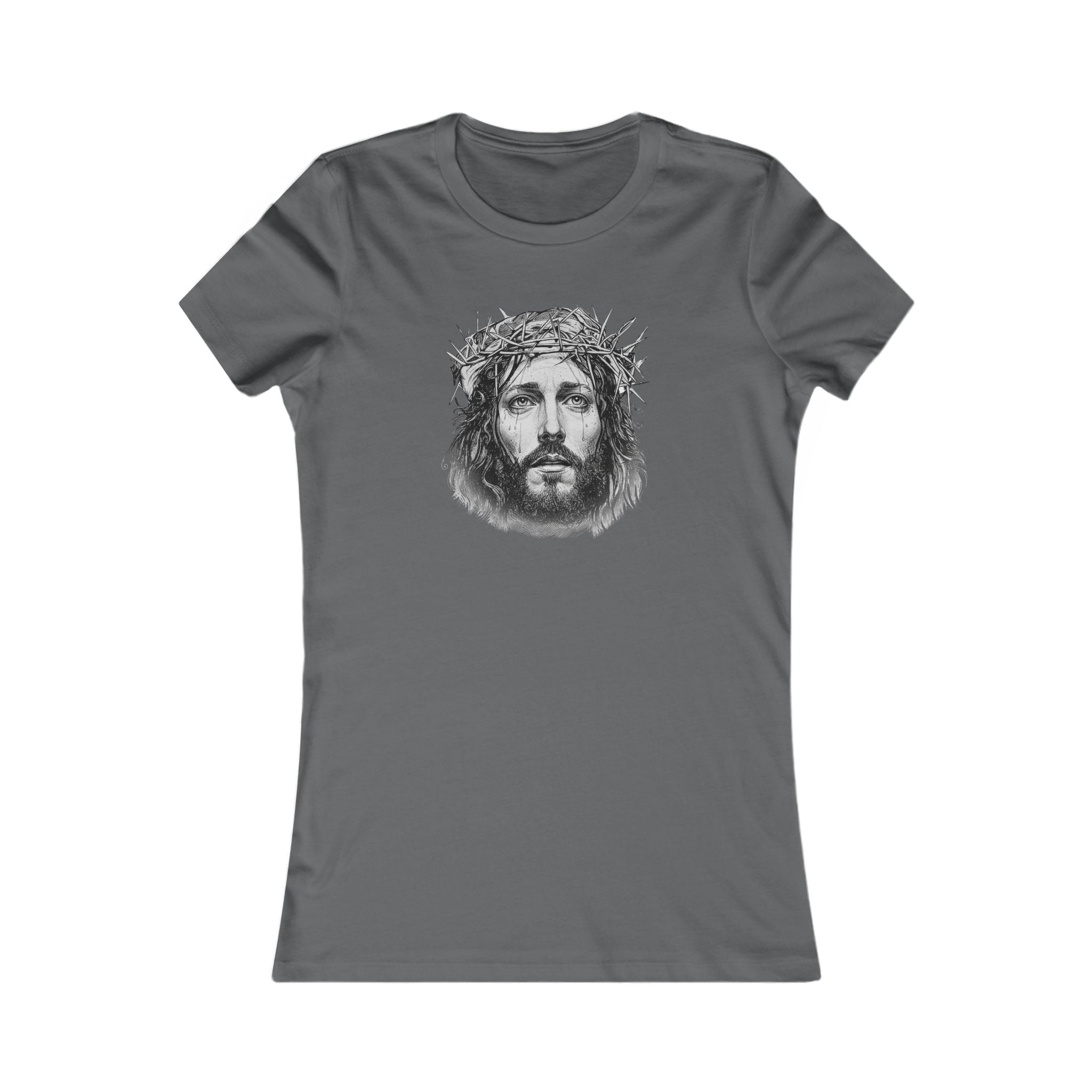 Christian Jesus Portrait Women's Tee - Crown of Thorns Faith T-Shirt