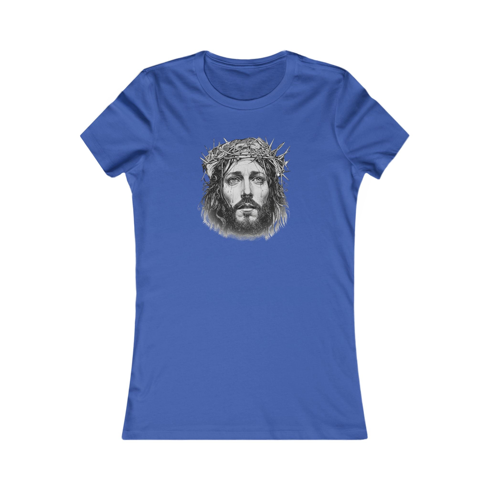Christian Jesus Portrait Women's Tee - Crown of Thorns Faith T-Shirt