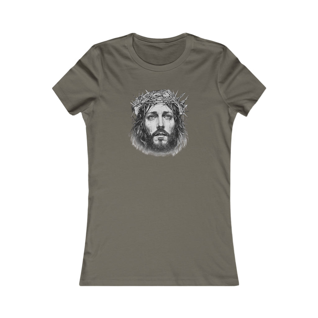 Christian Jesus Portrait Women's Tee - Crown of Thorns Faith T-Shirt