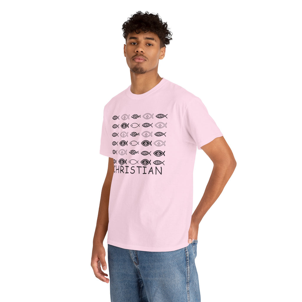 Christian Fish Pattern T‑Shirt — Ichthys Faith Tee - JESUS FISH