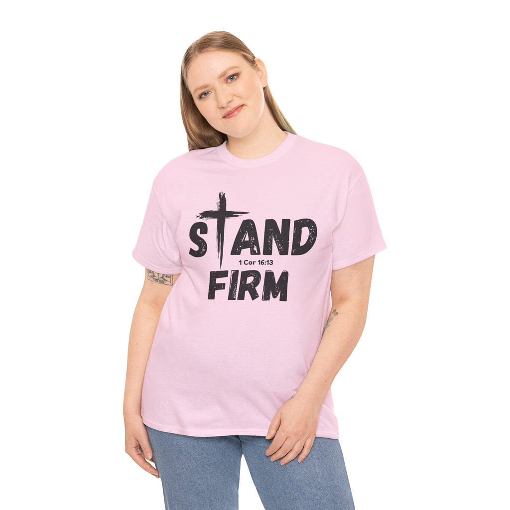 Stand Firm T-Shirt — Christian Faith Tee with Cross & 1 Cor 16:13 Inspirational Design