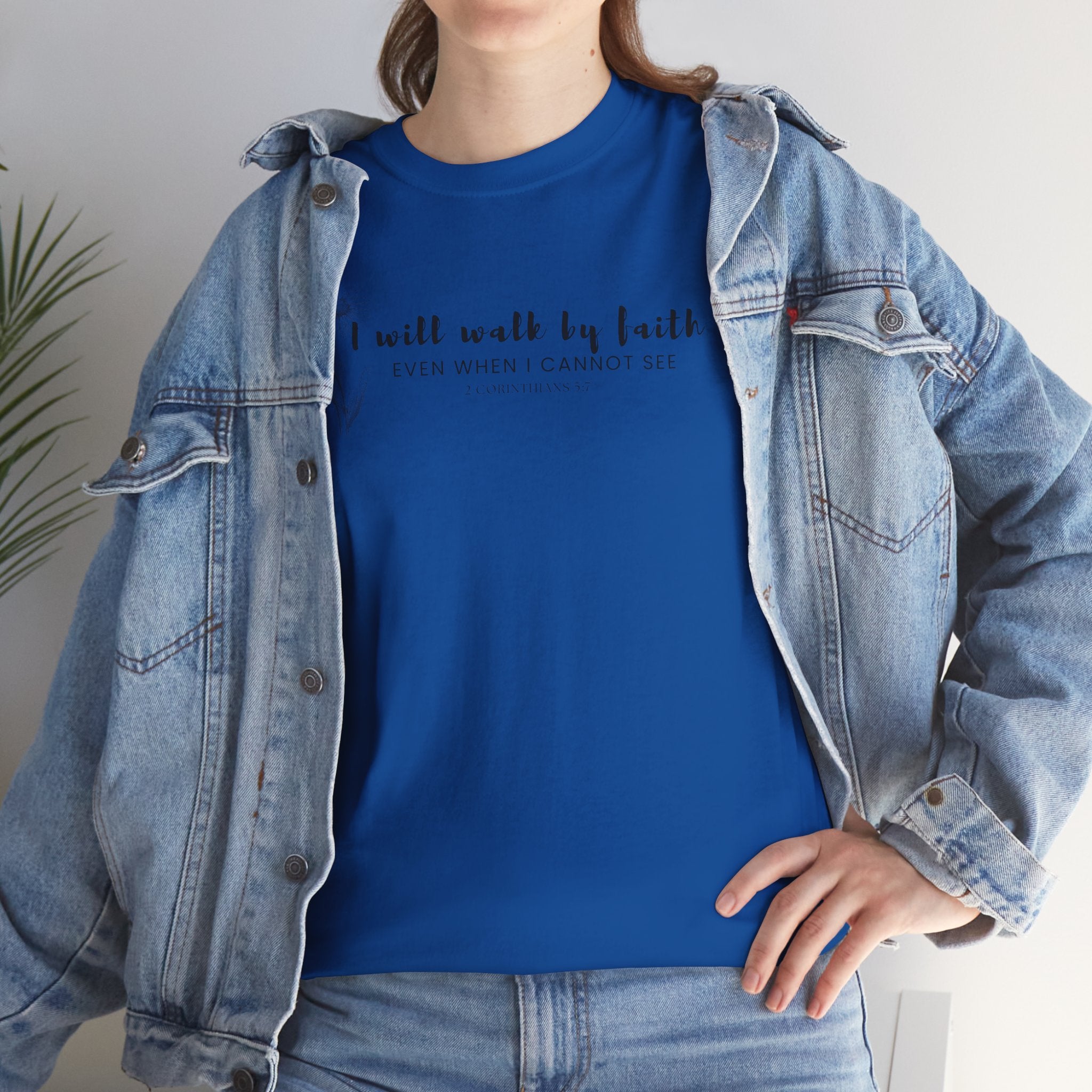 Faith Graphic Tee — "I Will Walk by Faith" Minimal Christian T-Shirt