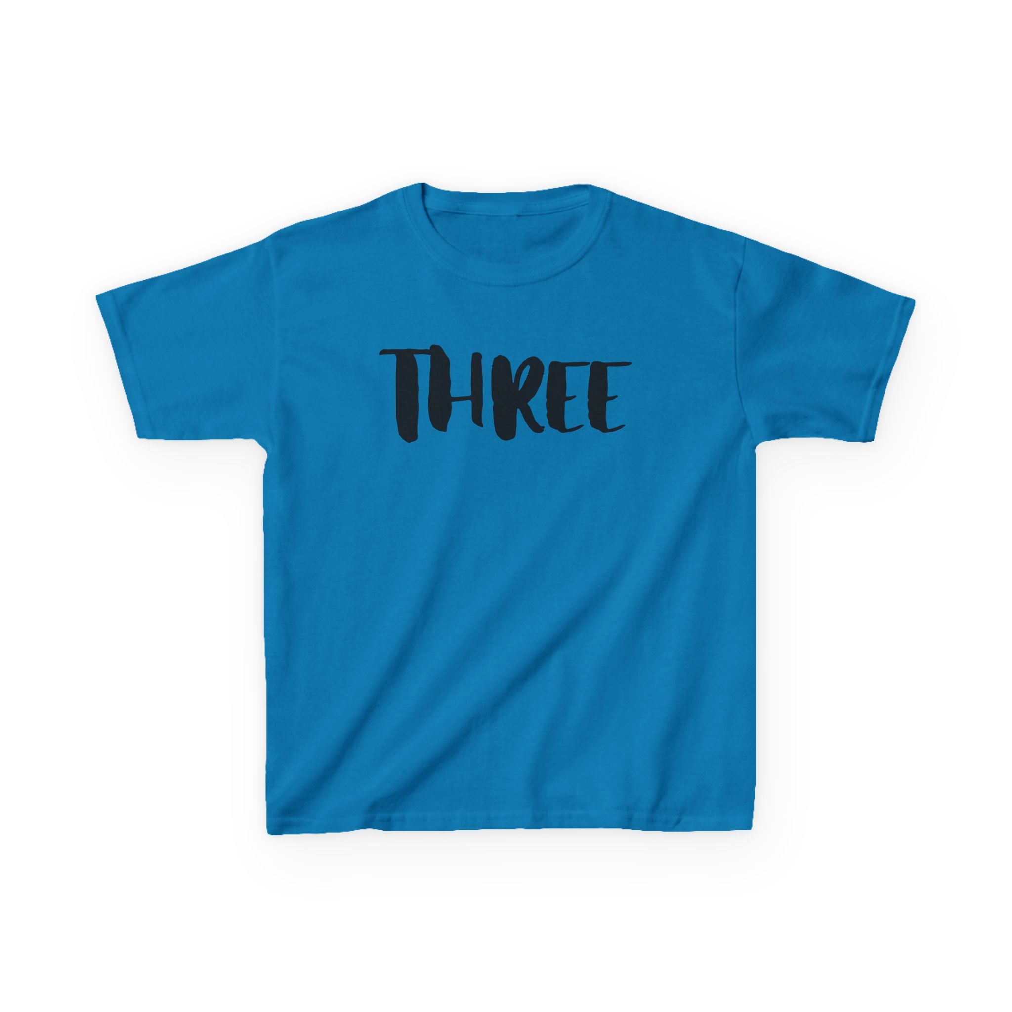 Kids Tee — "Three" Birthday Shirt, 3rd Birthday Toddler T‑Shirt