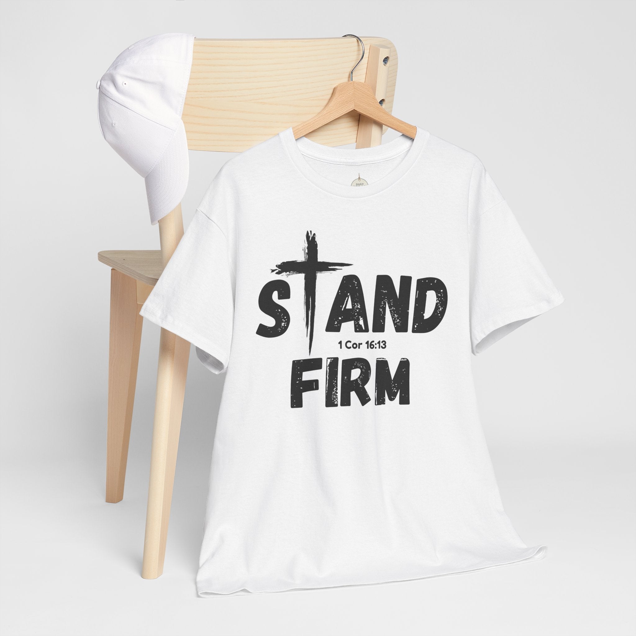Stand Firm T-Shirt — Christian Faith Tee with Cross & 1 Cor 16:13 Inspirational Design