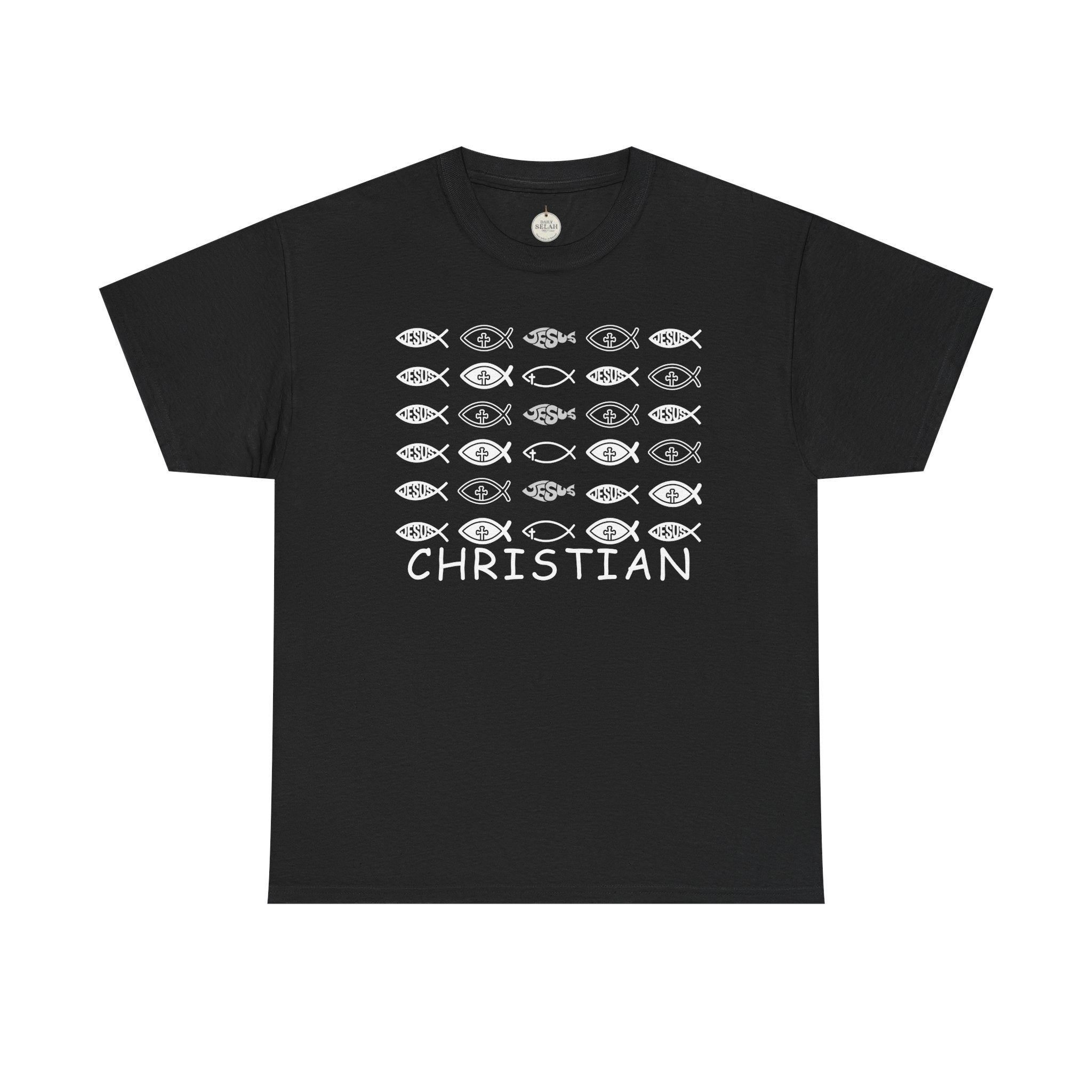 Christian Fish Pattern T‑Shirt — Ichthys Faith Tee - JESUS FISH