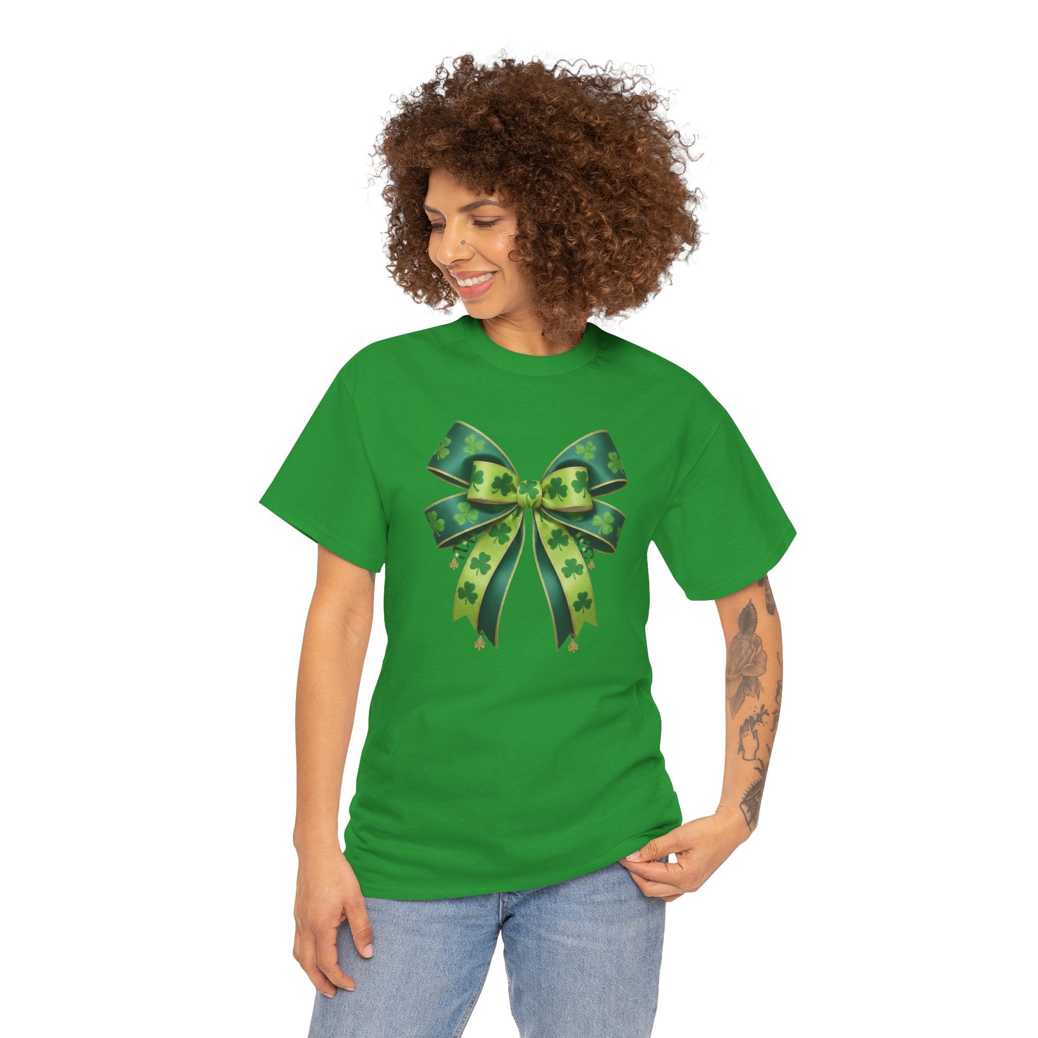 St. Patrick's Green Shamrock Bow T-Shirt
