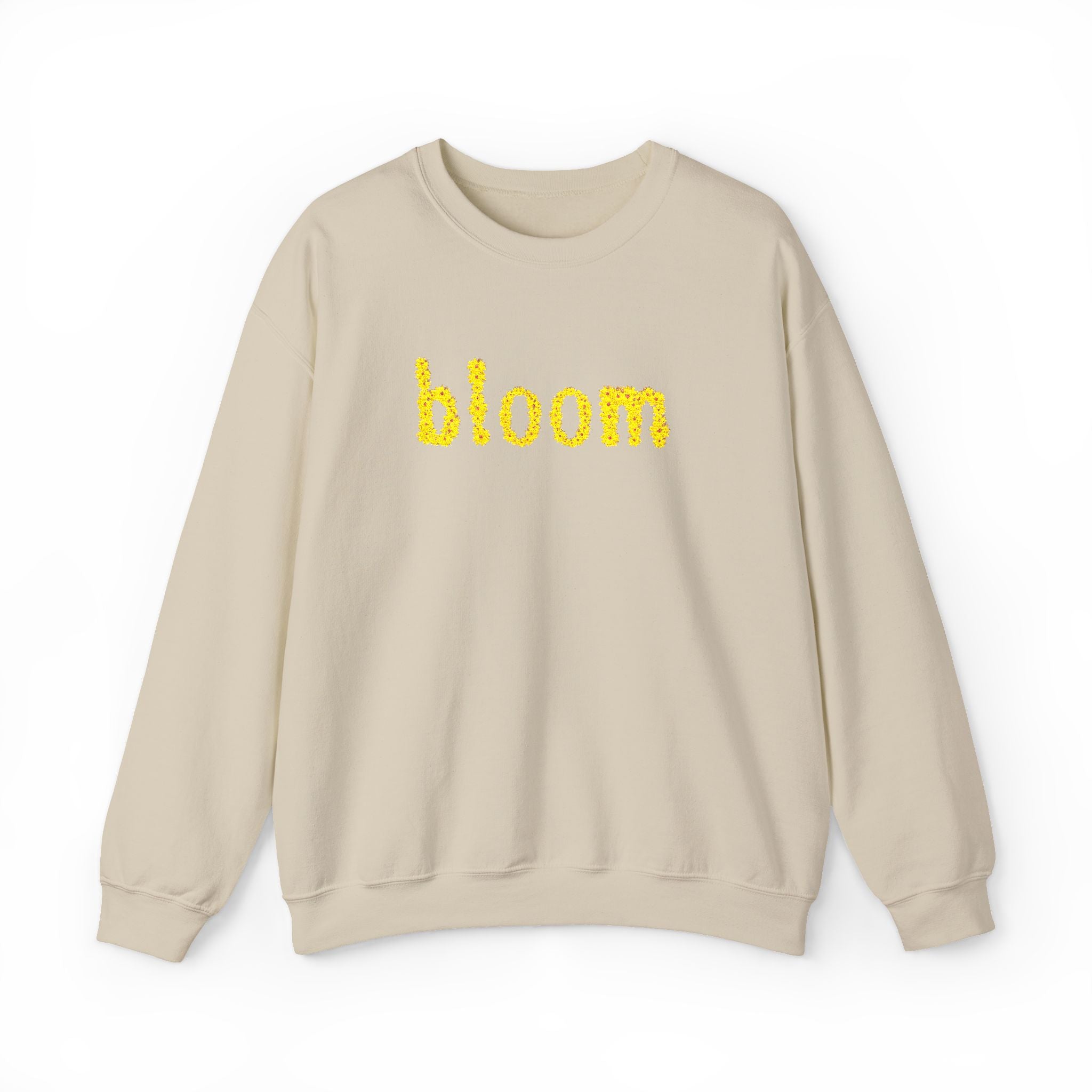 Embroidered Bloom Floral Crewneck Sweatshirt — Yellow Daisy “bloom” Design
