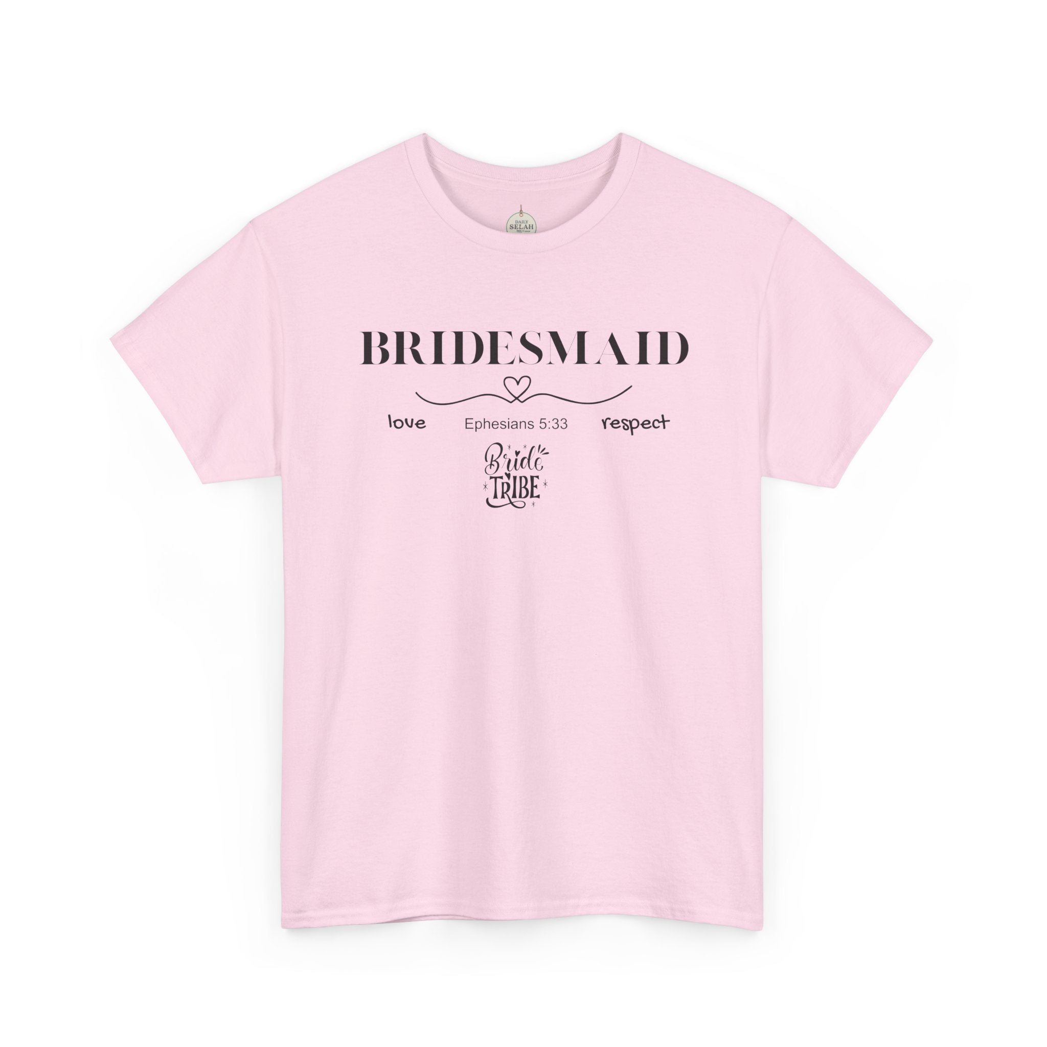 Bridesmaid T-Shirt — Elegant Script Bridal Party Tee (‘Bridesmaid’ with Heart) - Christian
